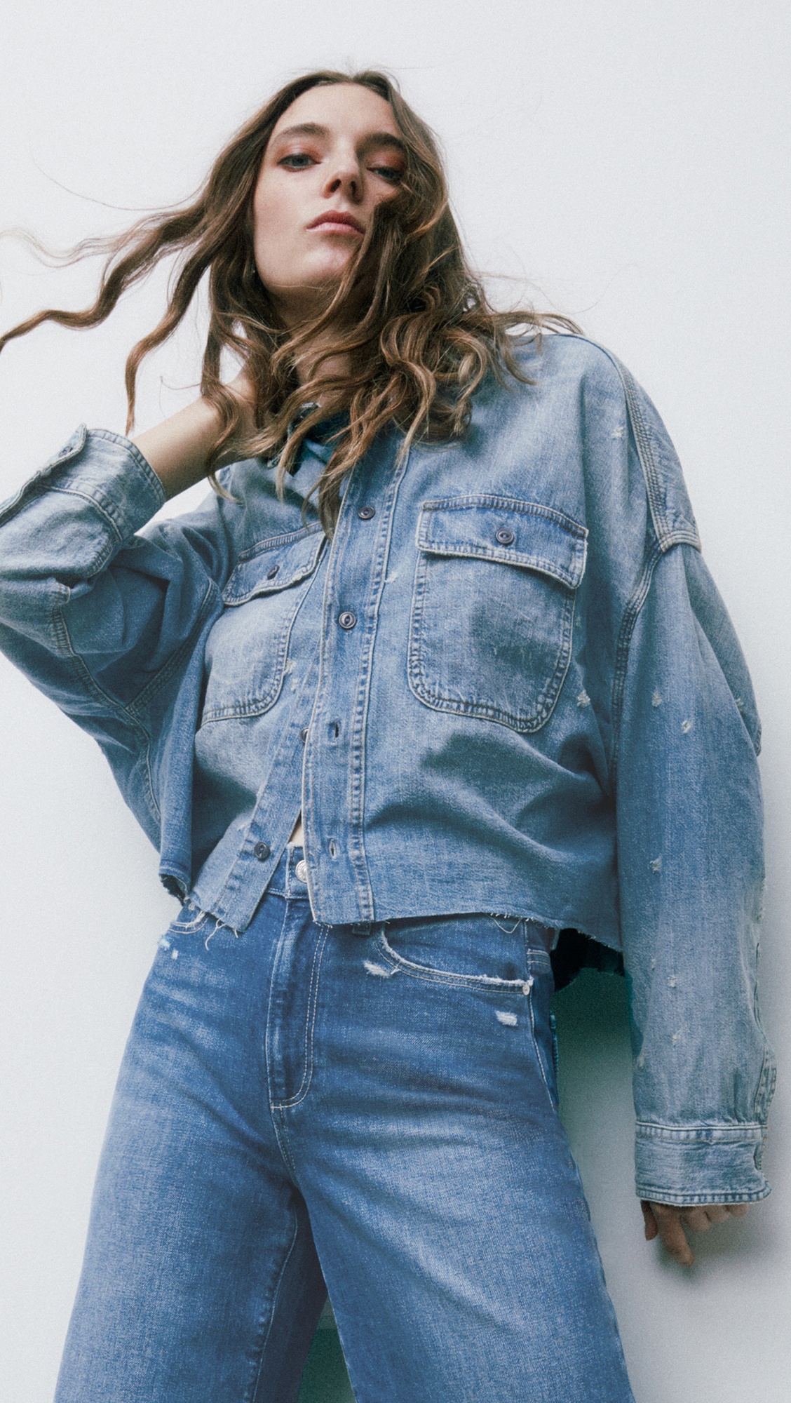 Cropped Denim Shirt - 2