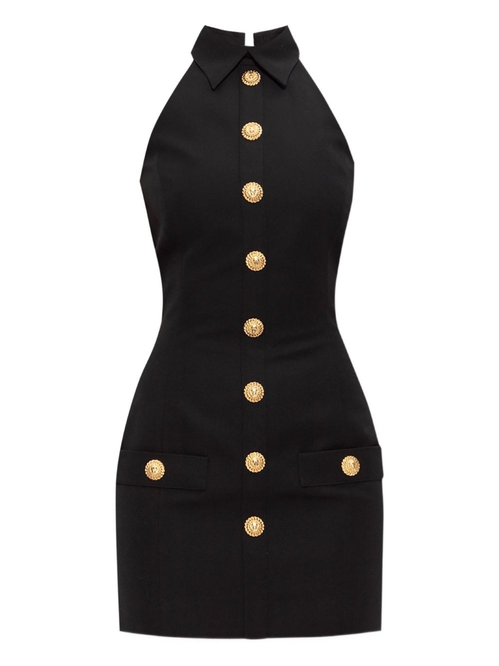 halterneck buttoned mini dress - 1