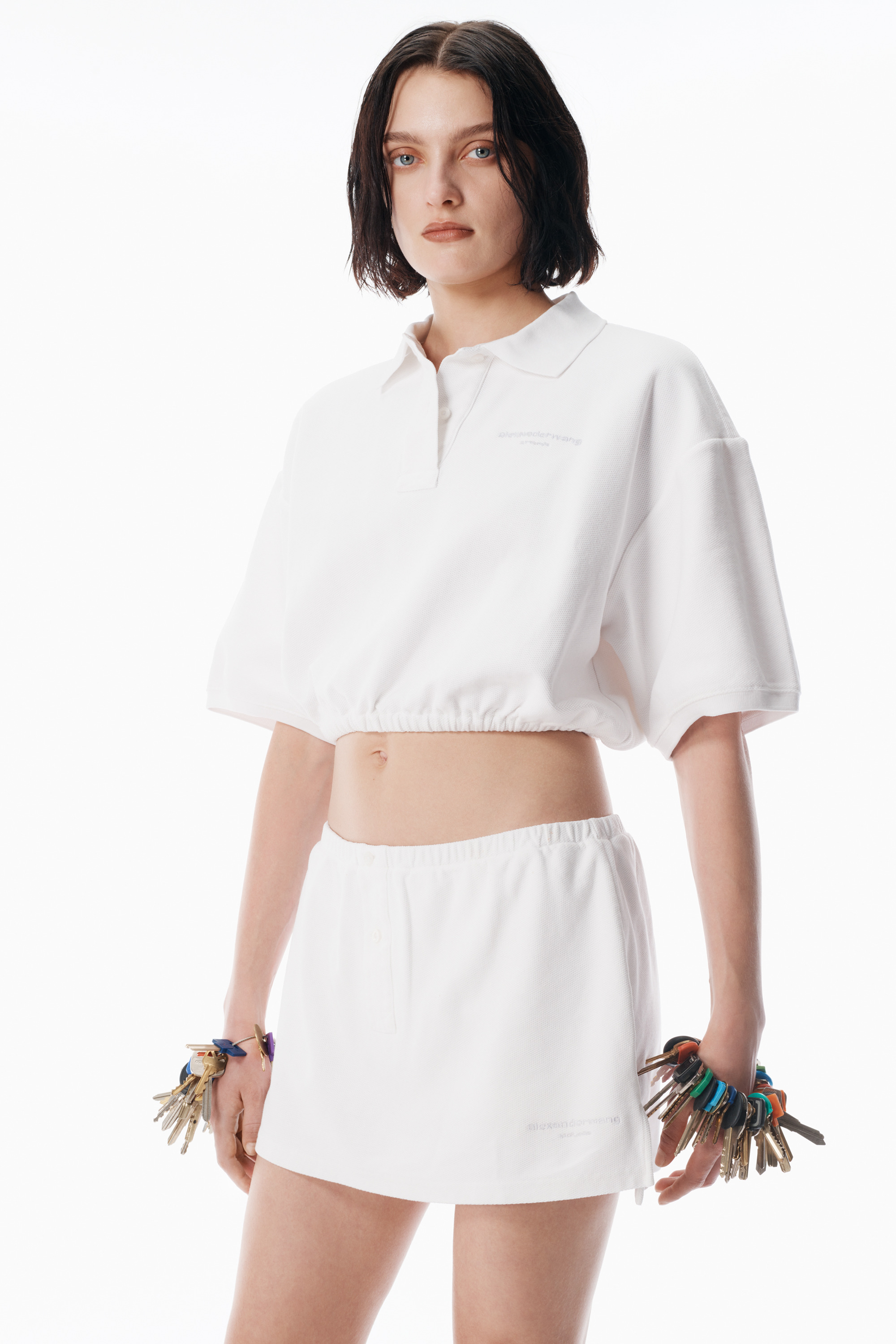 white deconstructed polo shirt - 3