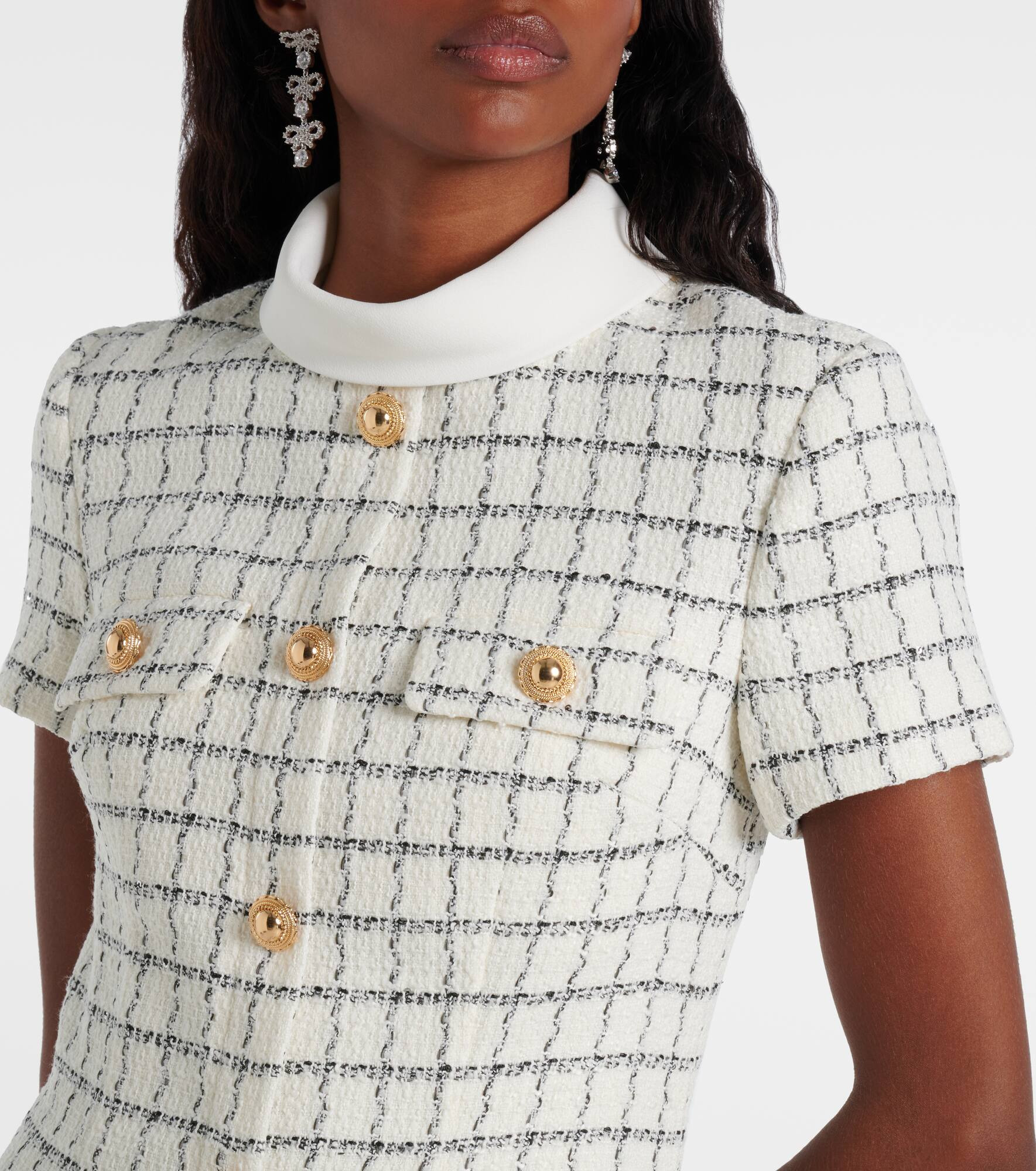 Checked bouclé minidress - 4