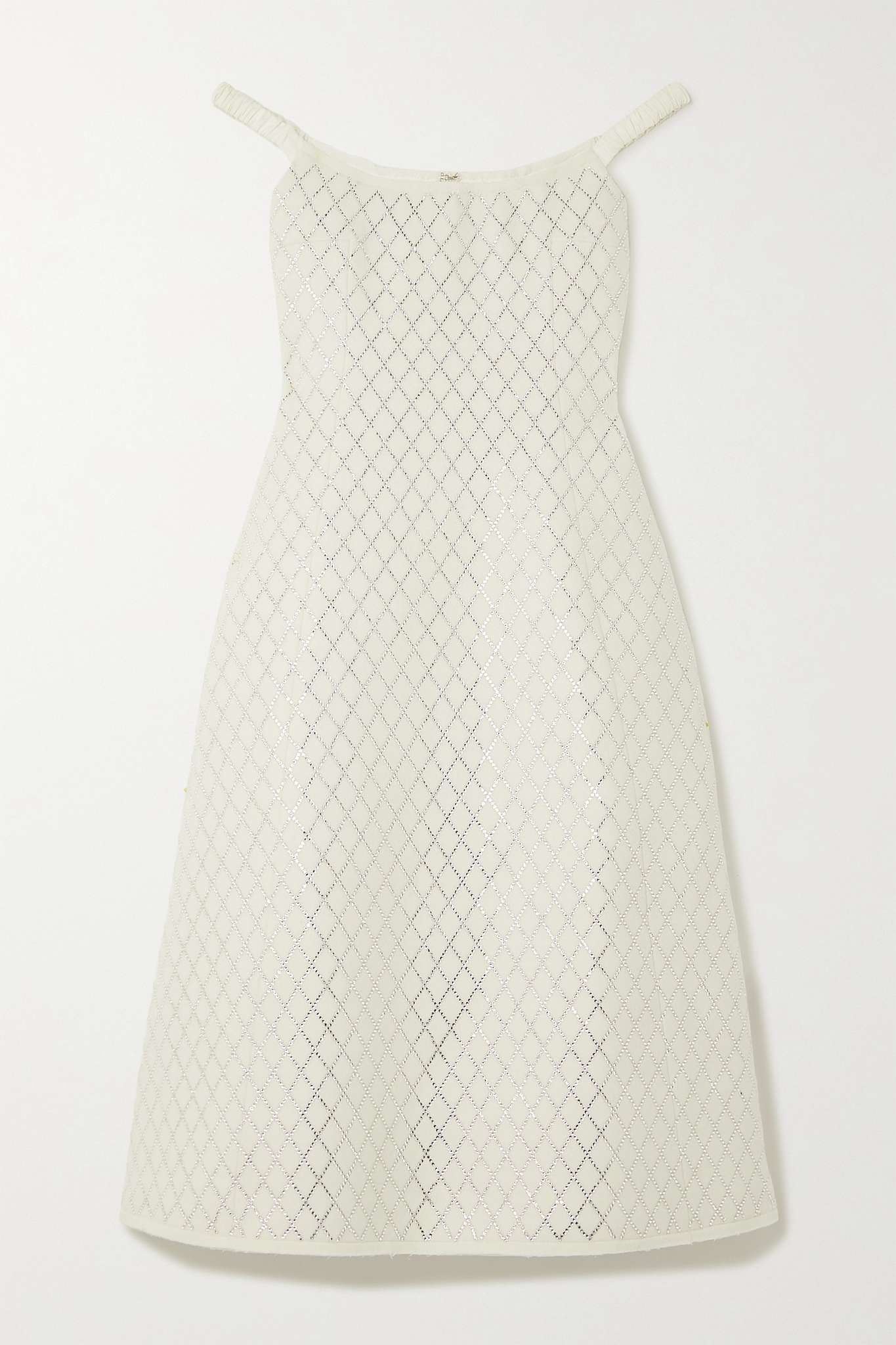 KHAITE Uma off-the-shoulder embellished Melton wool-blend