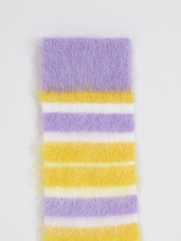 YELLOW AND PURPLE STRIPED MOHAIR SOCK - 3