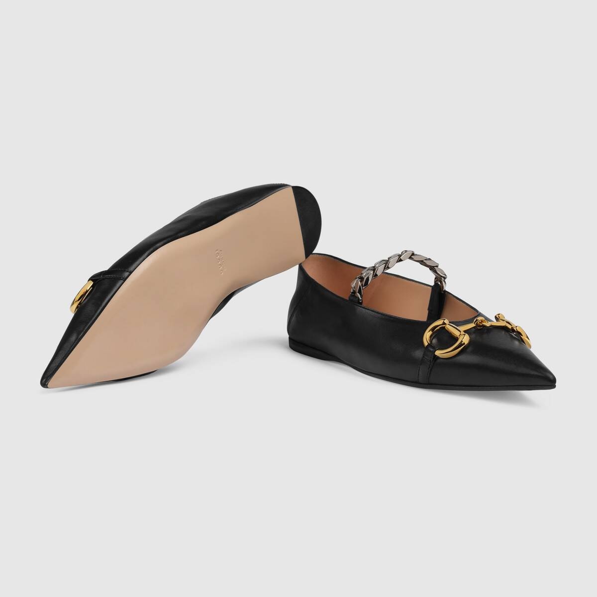 Women's leather ballet flat with Horsebit - 5