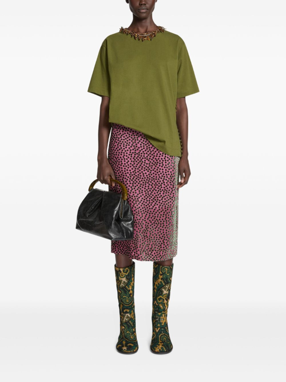 devoré polka-dot midi skirt - 2