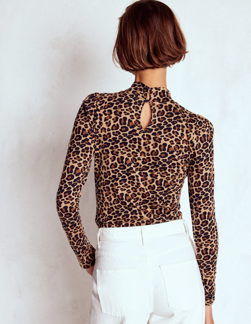 Puff Shoulder Jersey Top-Cheetah Spot 4