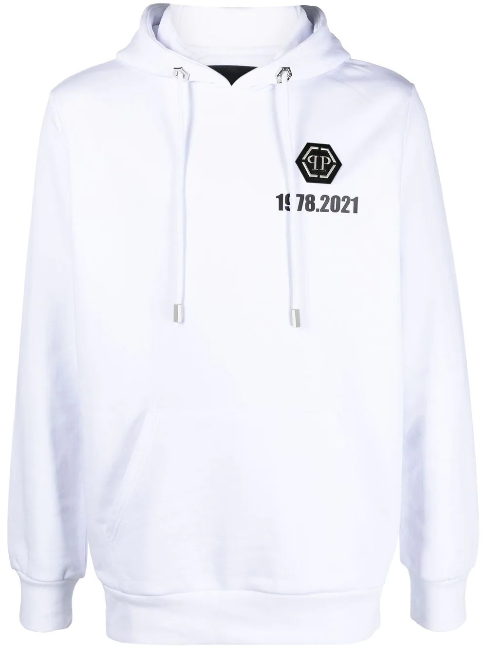 logo-patch cotton hoodie - 1