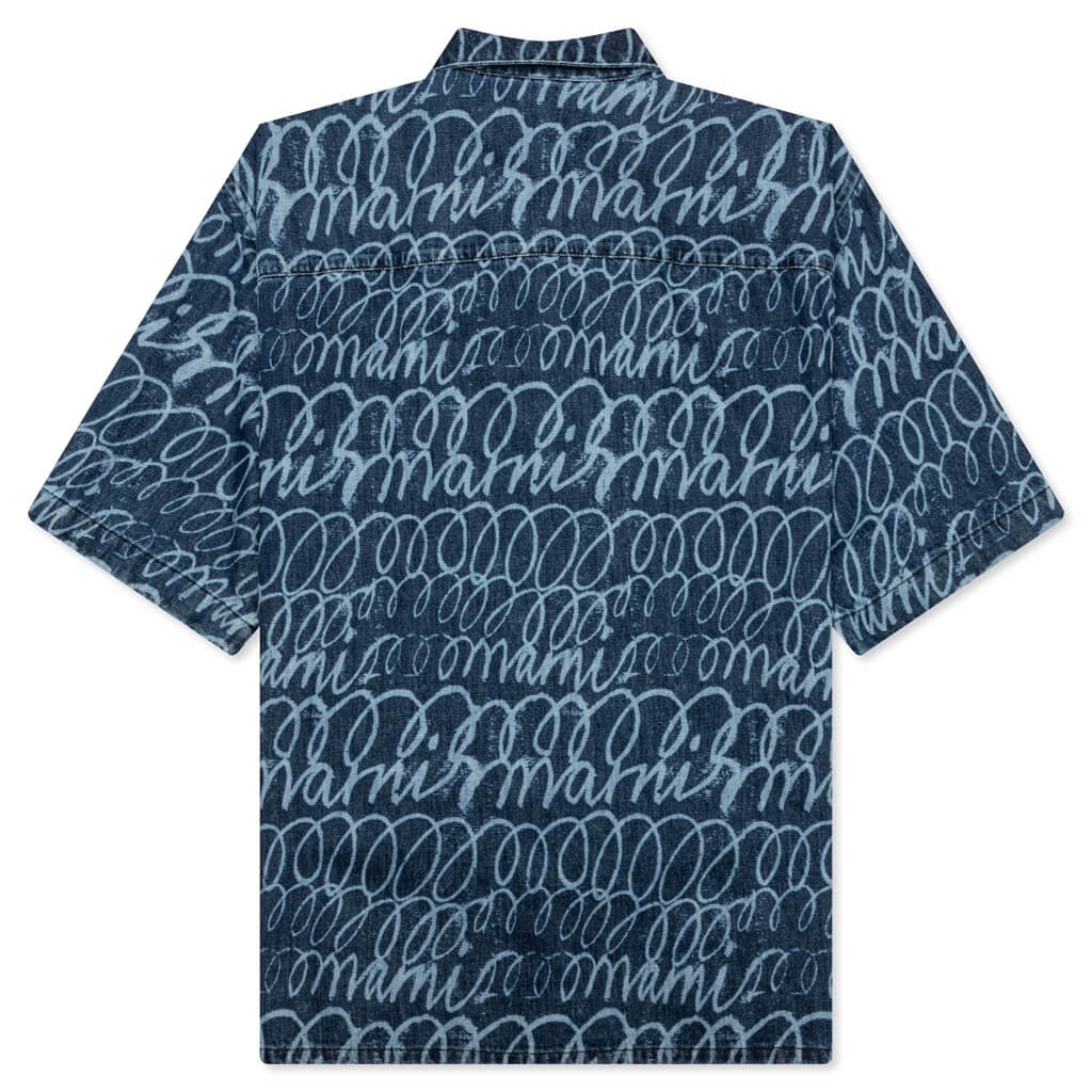 BLEACHED ECHOES ORGANIC POPLIN BOWLING SHIRT - BLUE KYANITE - 2