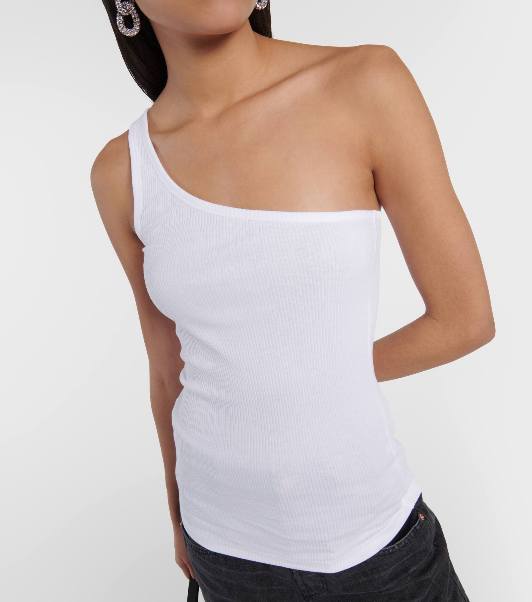 One-shoulder cotton tank top - 4