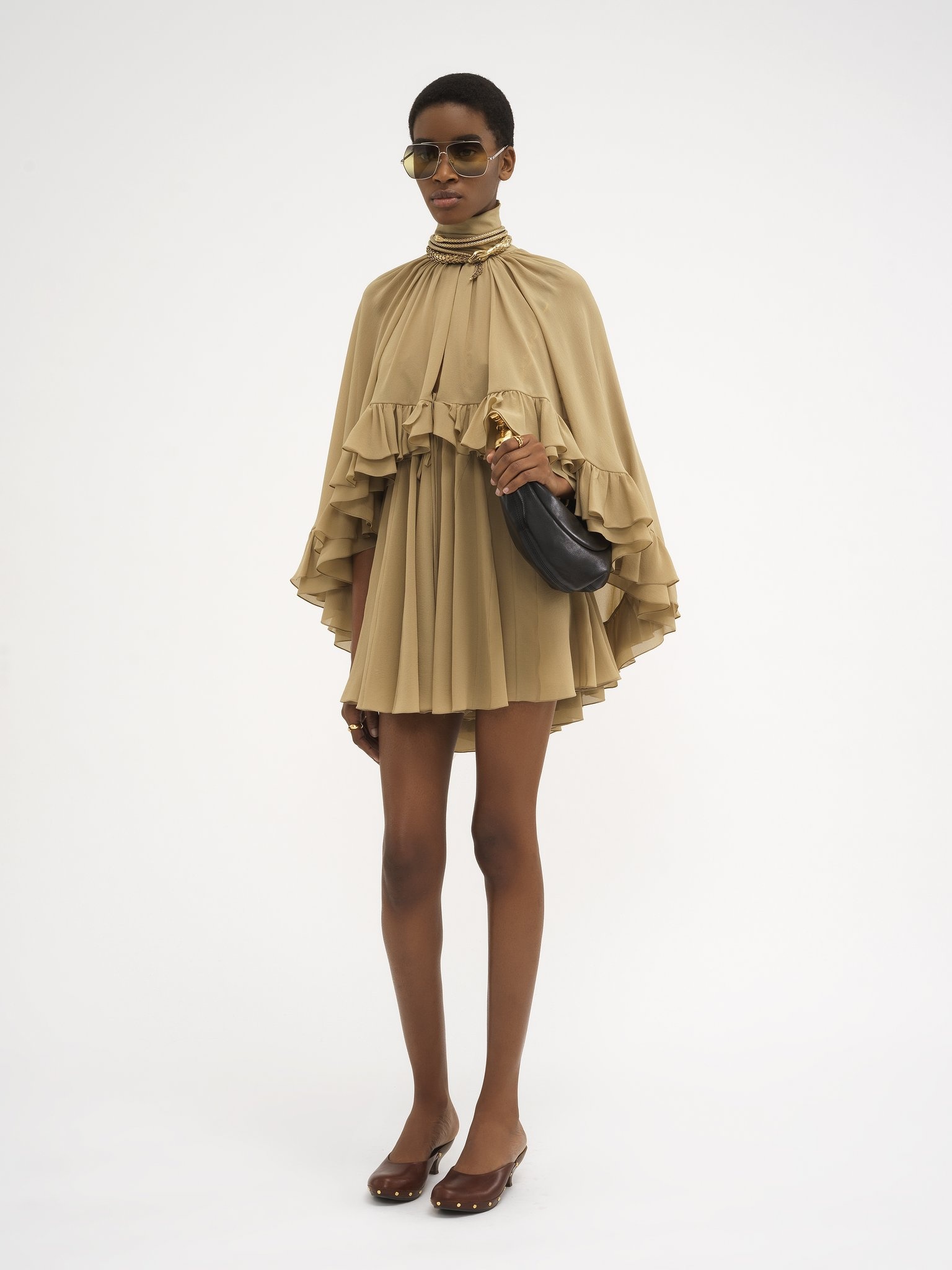 MINI CAPE DRESS IN SILK GEORGETTE - 3