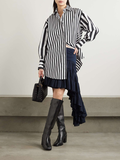 PATOU Iconic oversized embroidered striped cotton-poplin mini shirt dress outlook