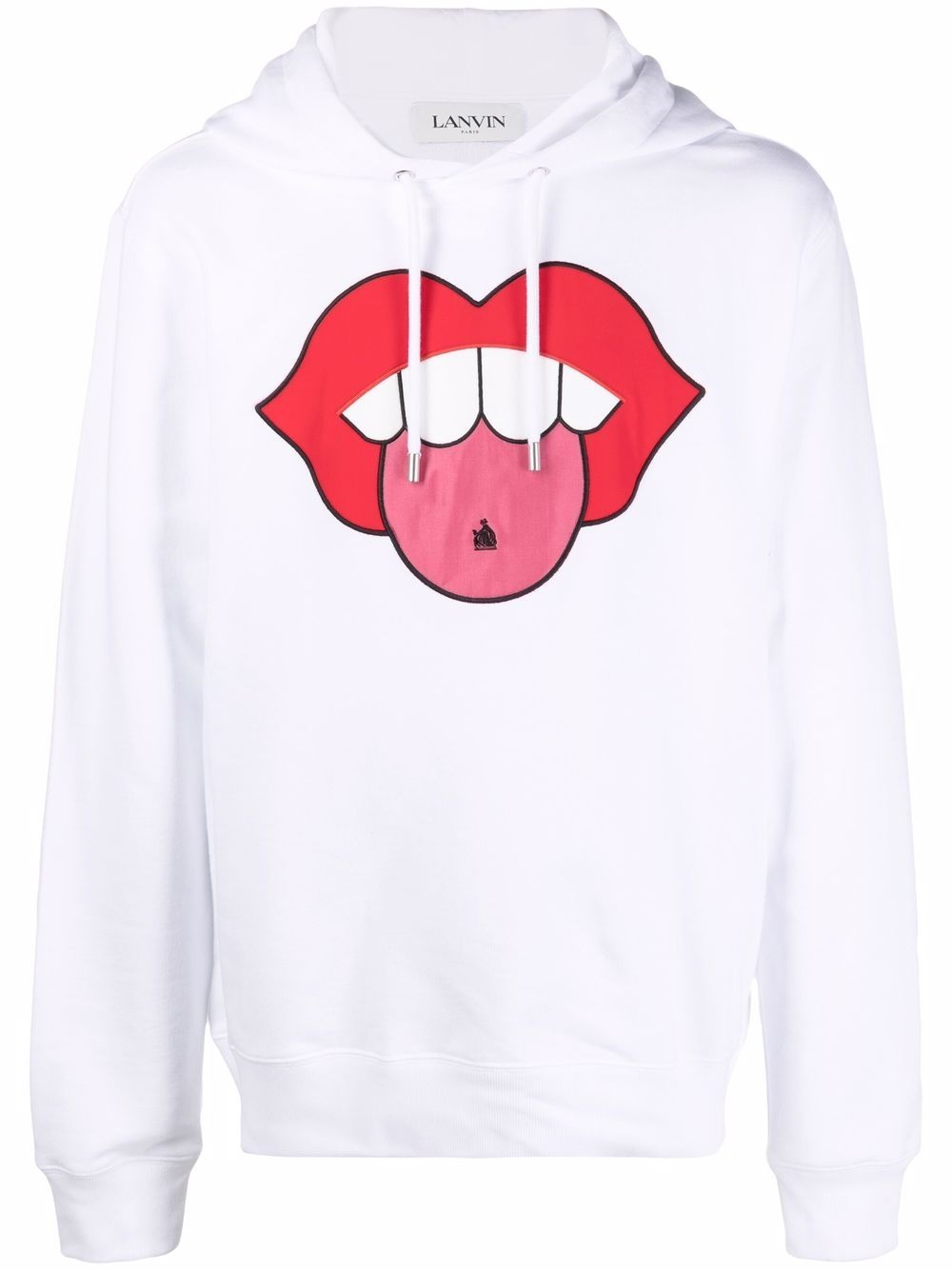 mouth patch drawstring hoodie - 1