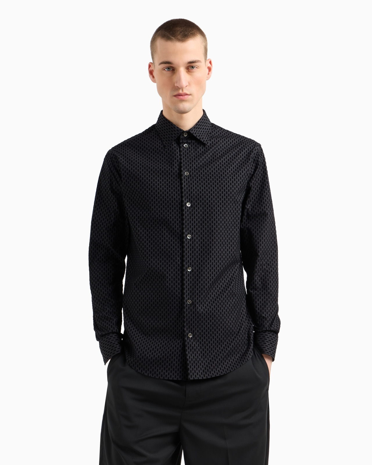 SHIRT WITH ALL-OVER FLOCKED PRINT - 4