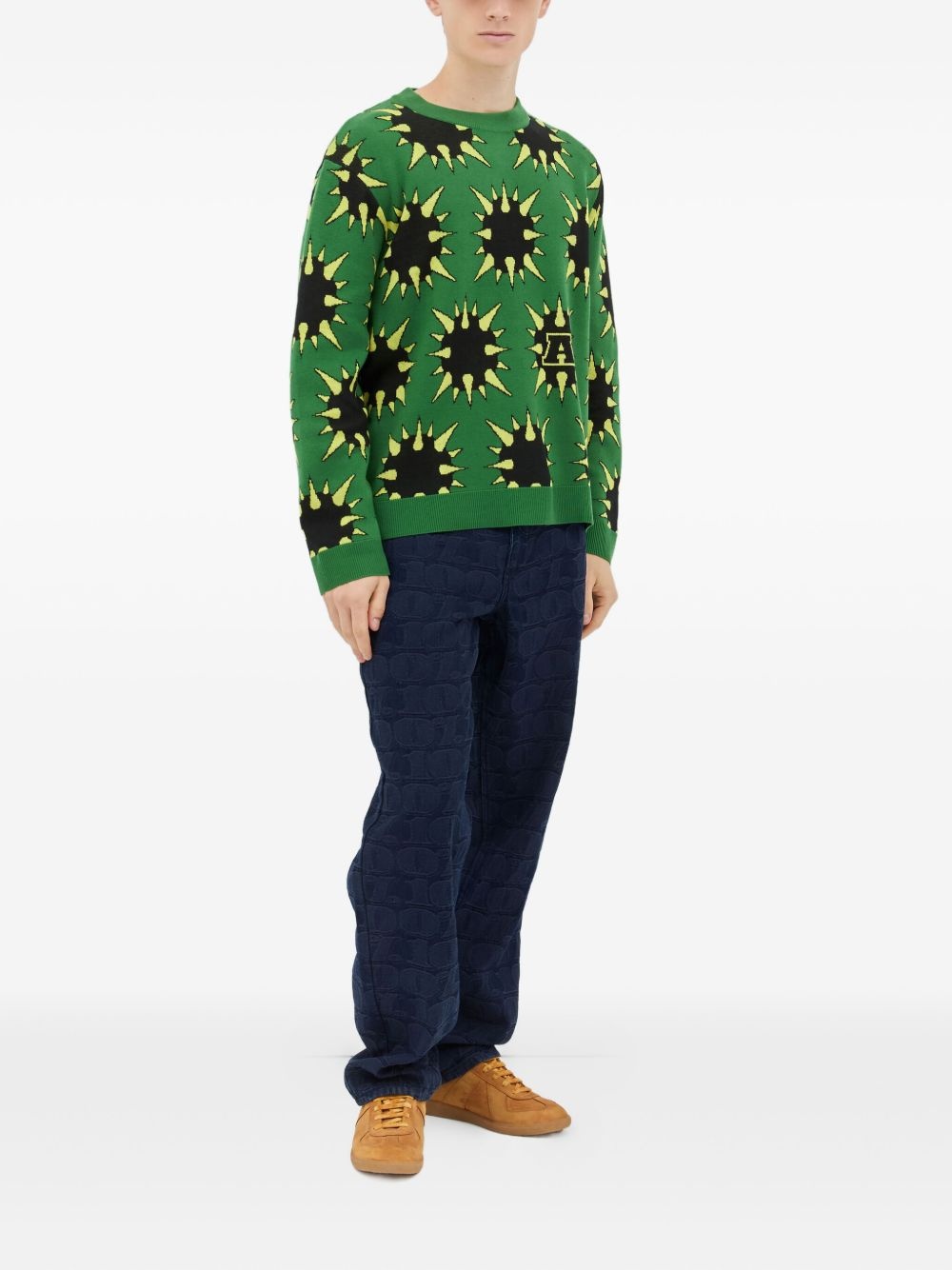 logo-jacquard jeans - 2