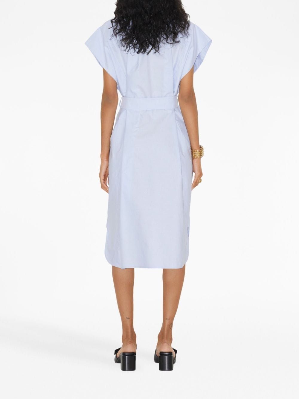 belted cotton shirt dress - 4