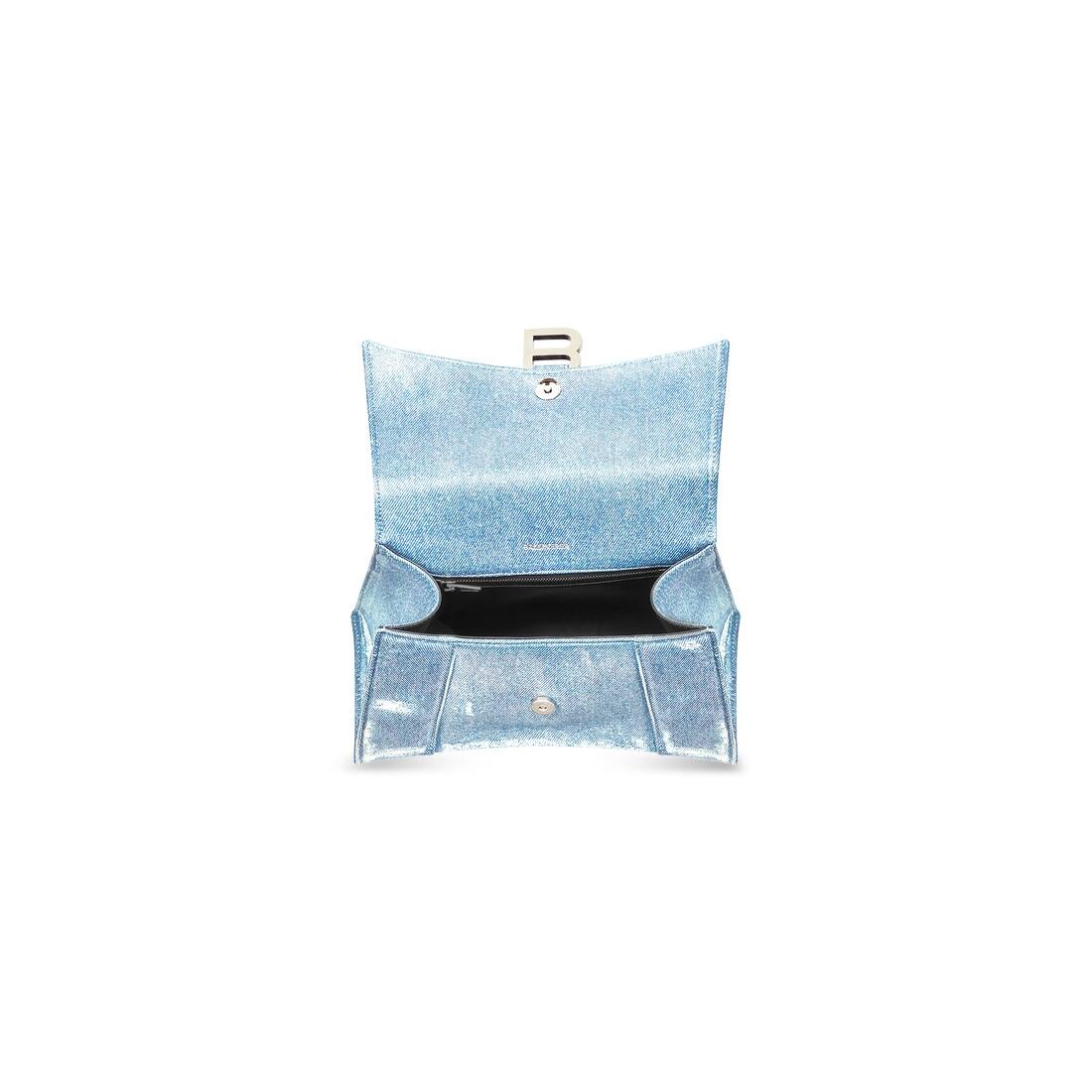 Women's Hourglass Small Handbag Denim Printed in Indigo - 6