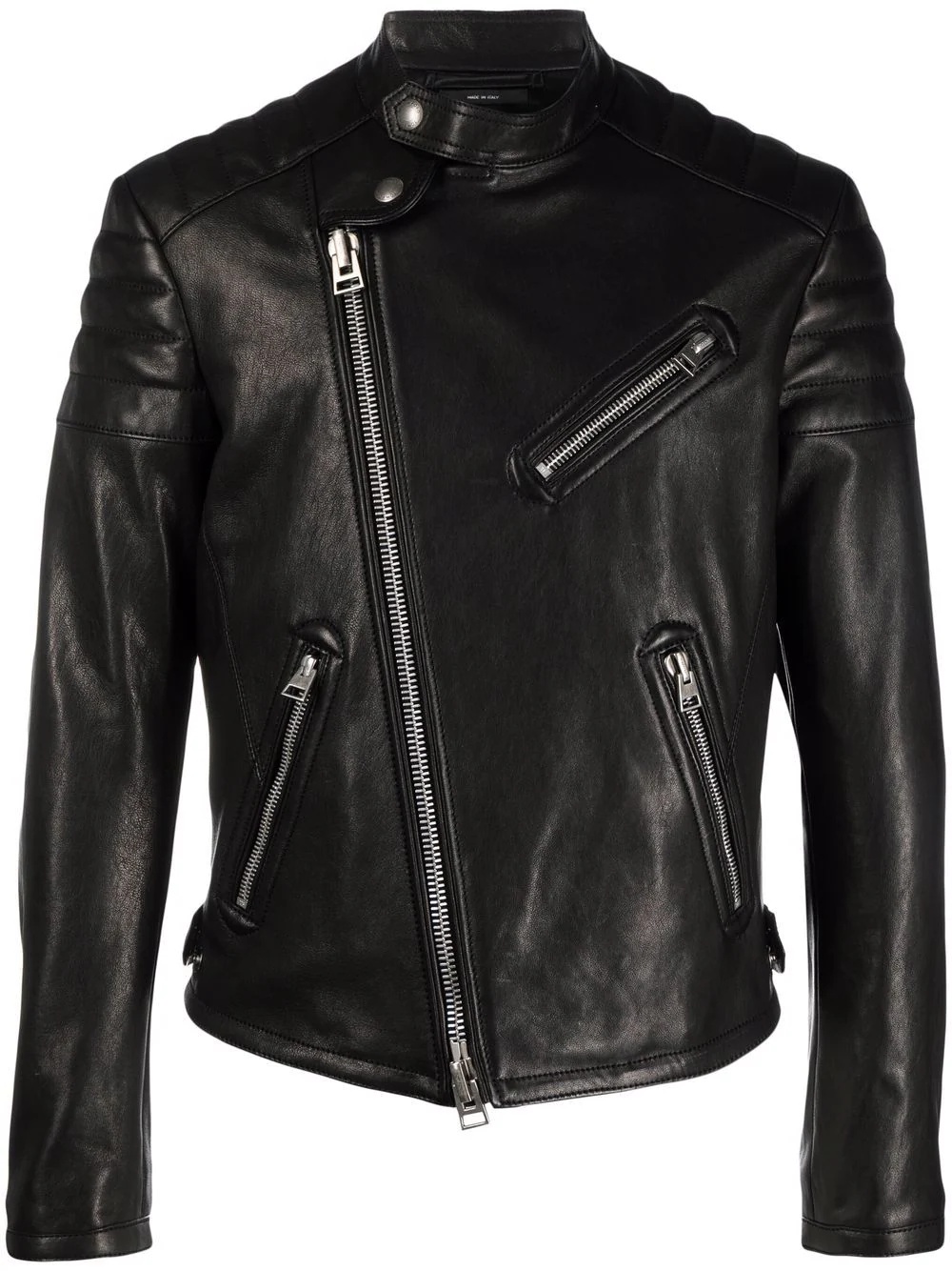 off-centre zip biker jacket - 1