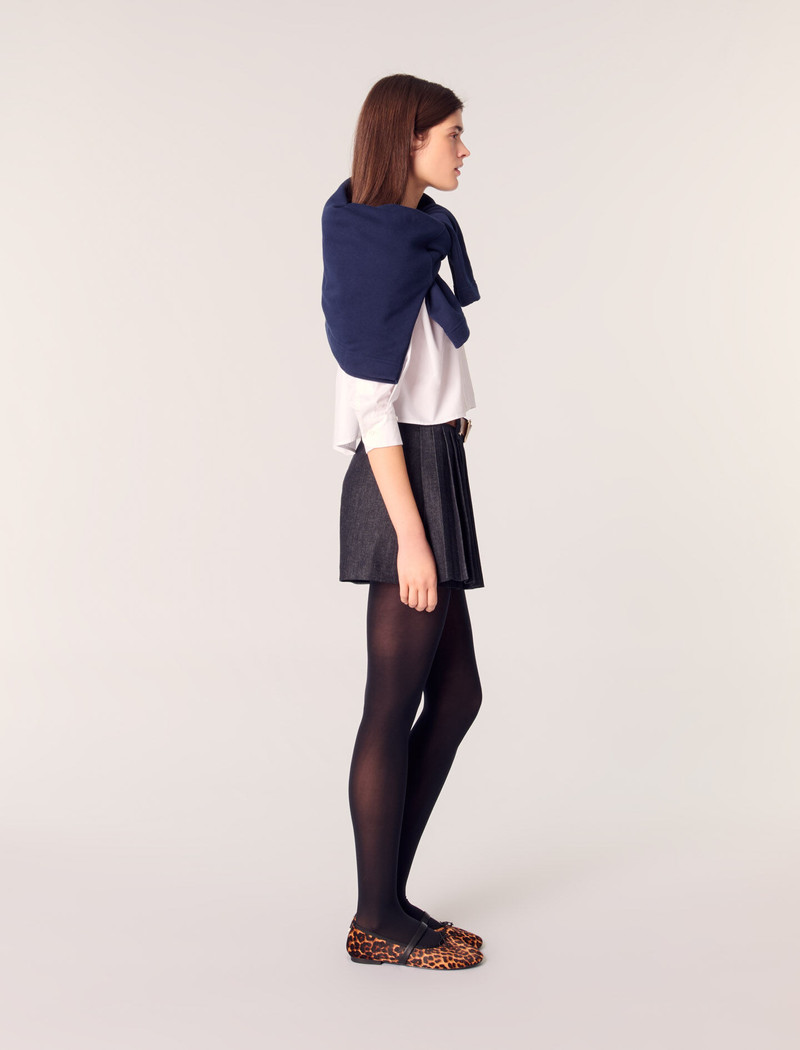 Layered-effect pleated denim shorts 3