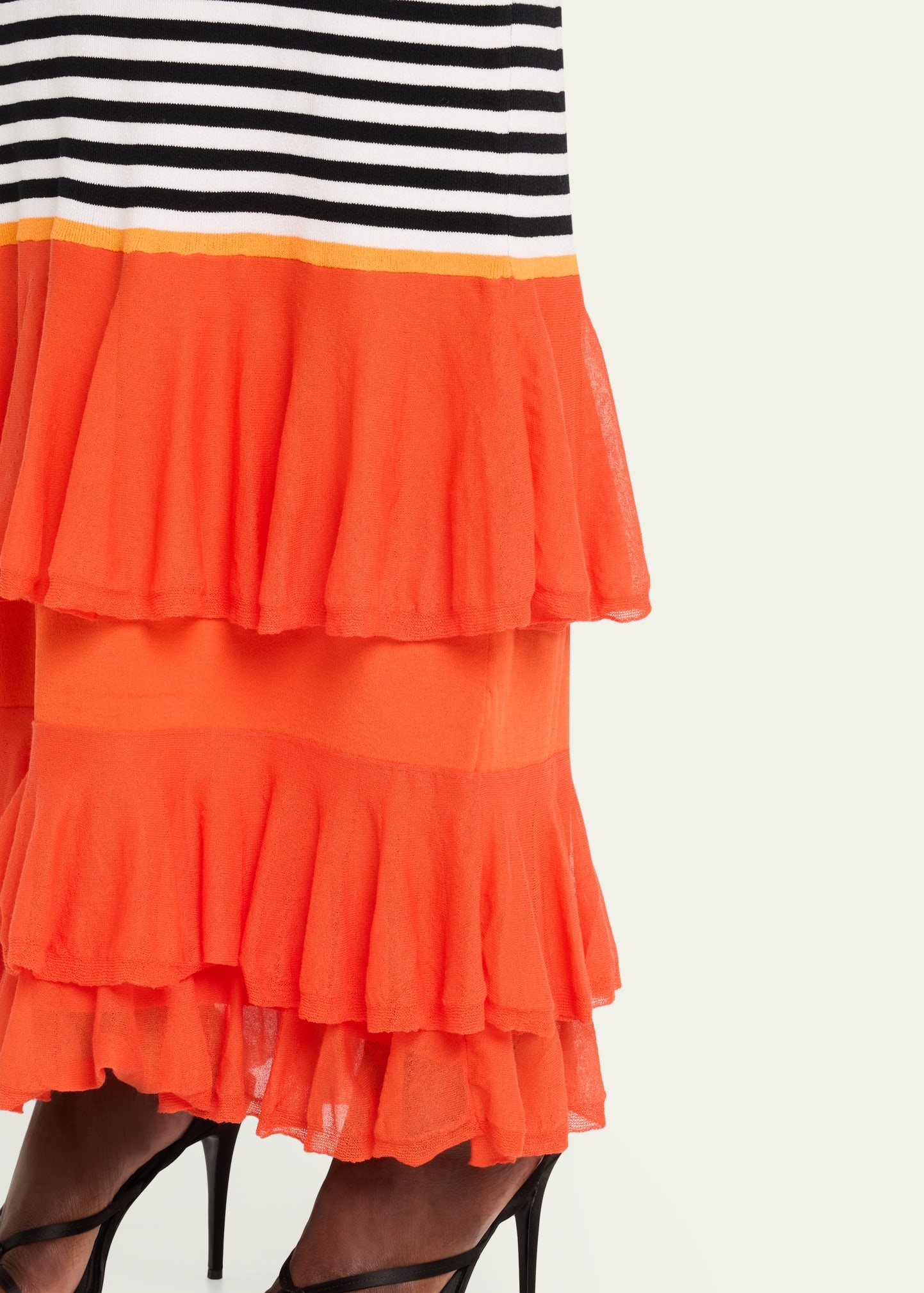 Striped Halter Neck Ruffle Dress - 5