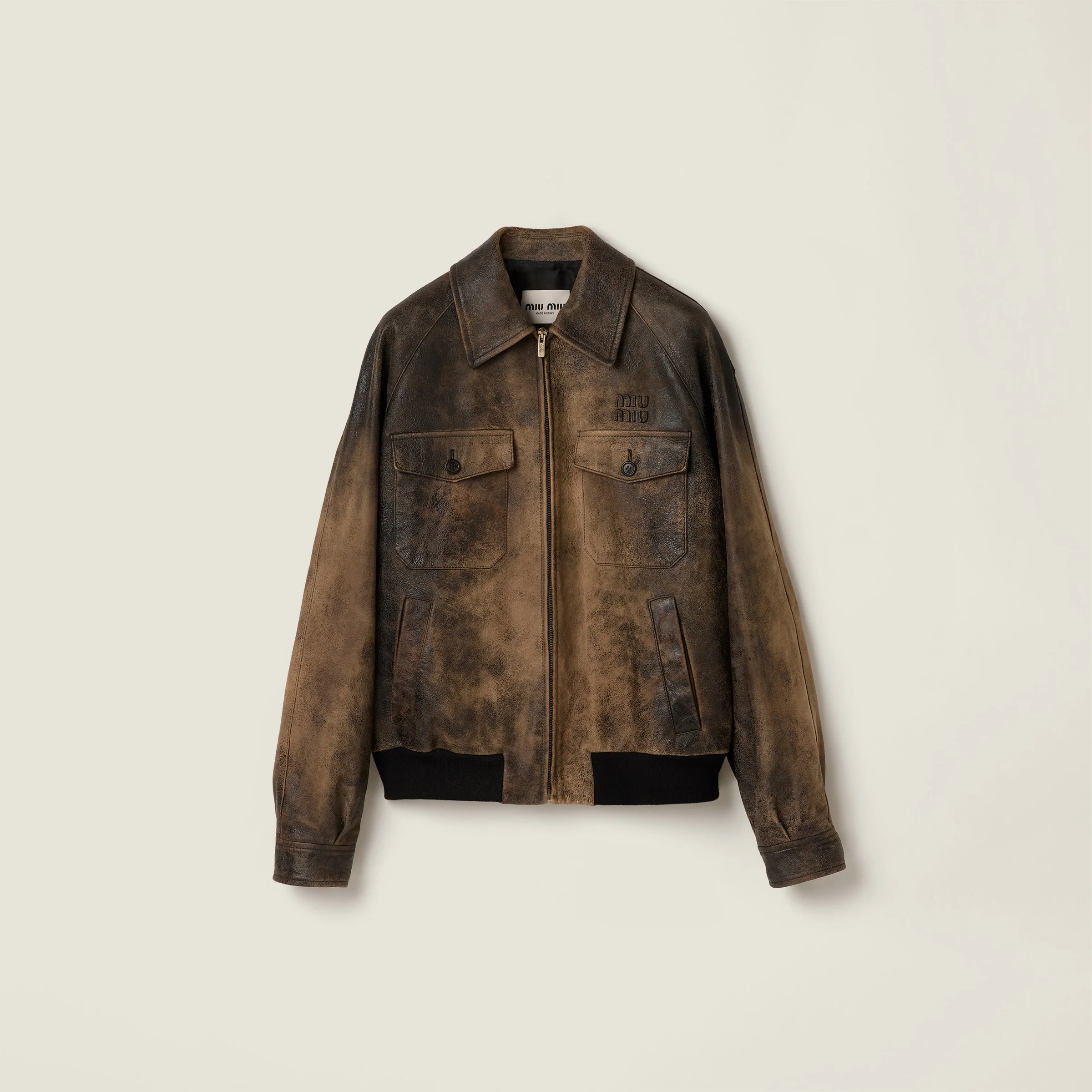 Waxed suede leather jacket - 1