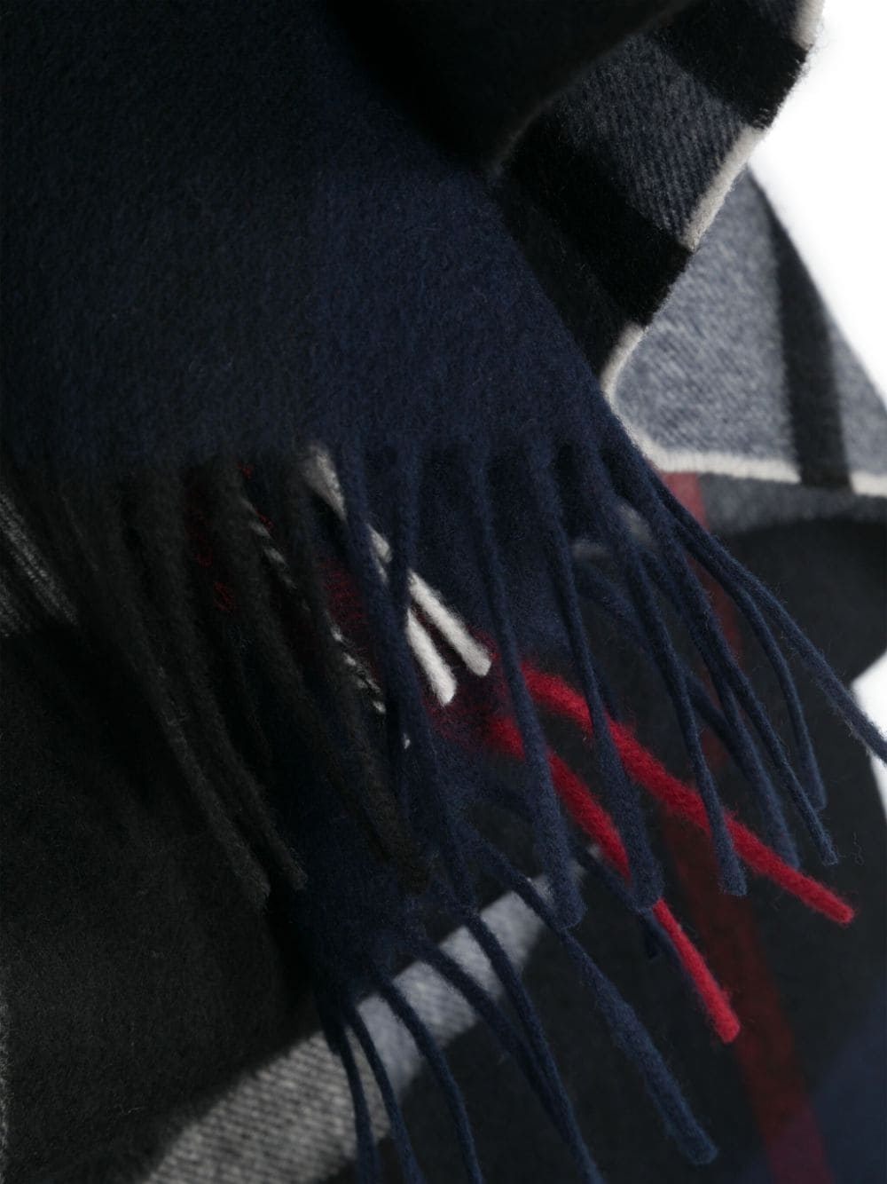 check-pattern fringe-detailing scarf - 3