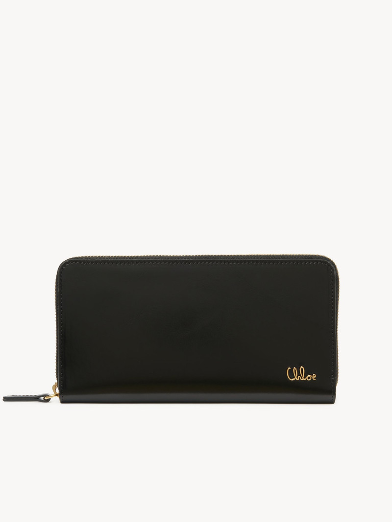 CHLOÉ ICONIC ZIPPED LONG WALLET IN SHINY LEATHER 1