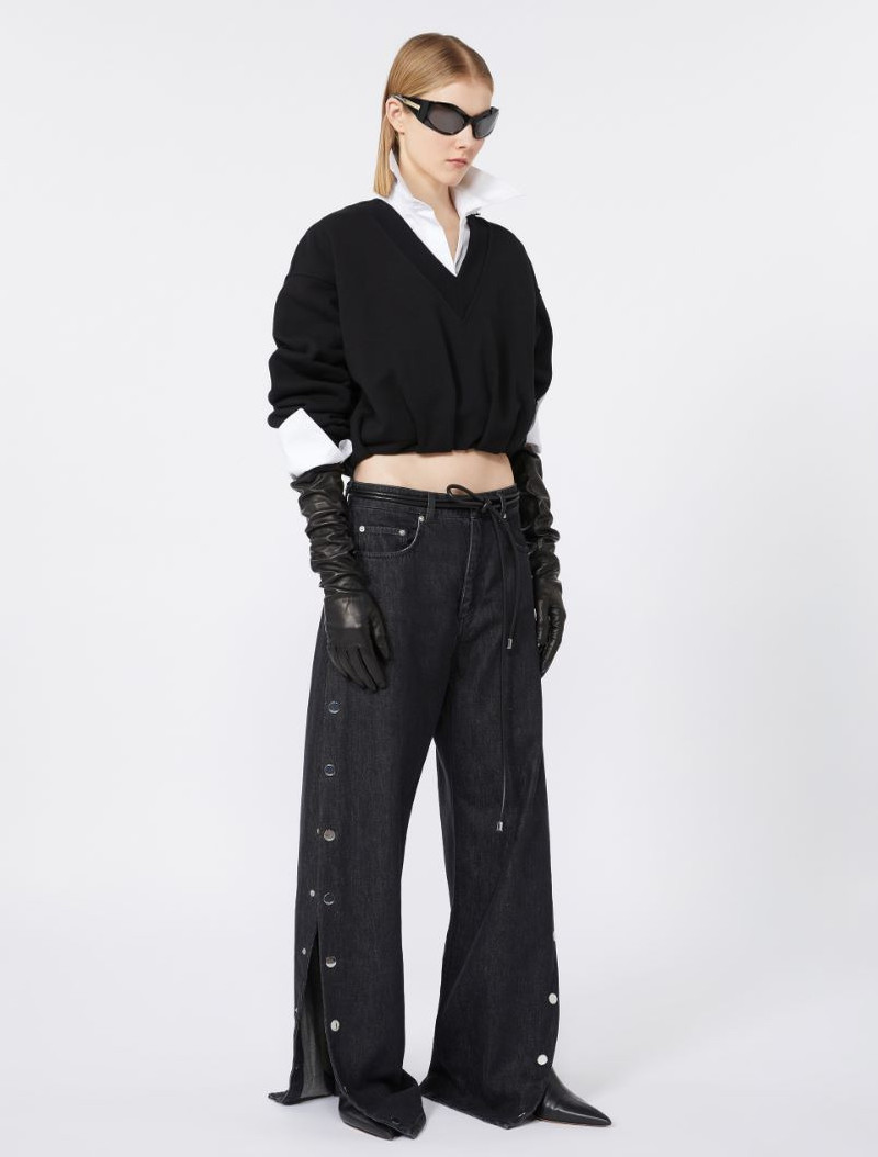 Sportmax V-neck crop sweatshirt - BLACK outlook