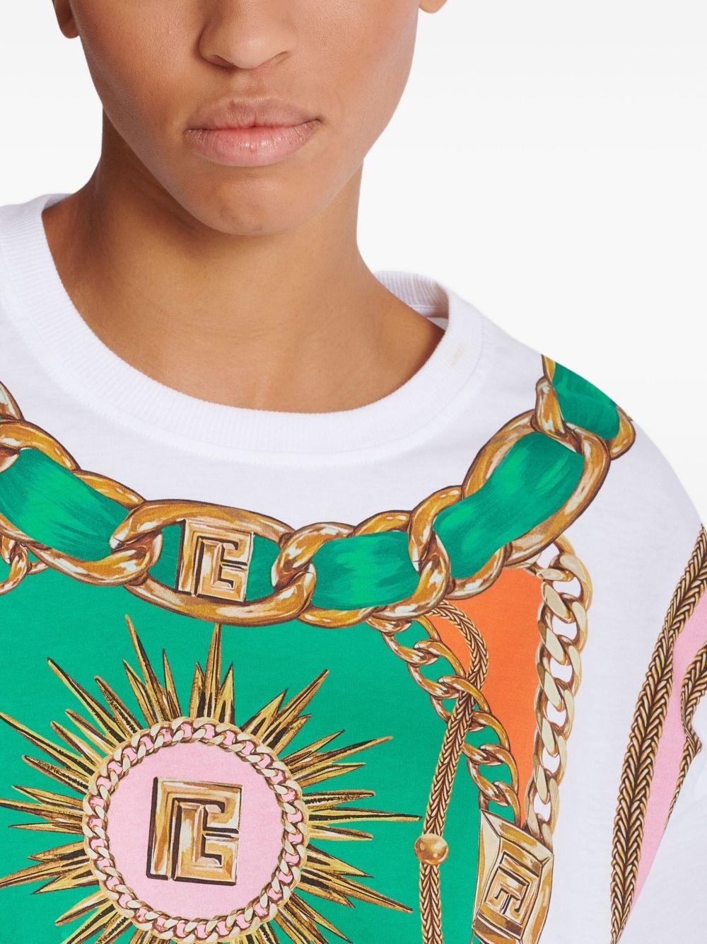 Foulard-print cropped T-shirt - 7