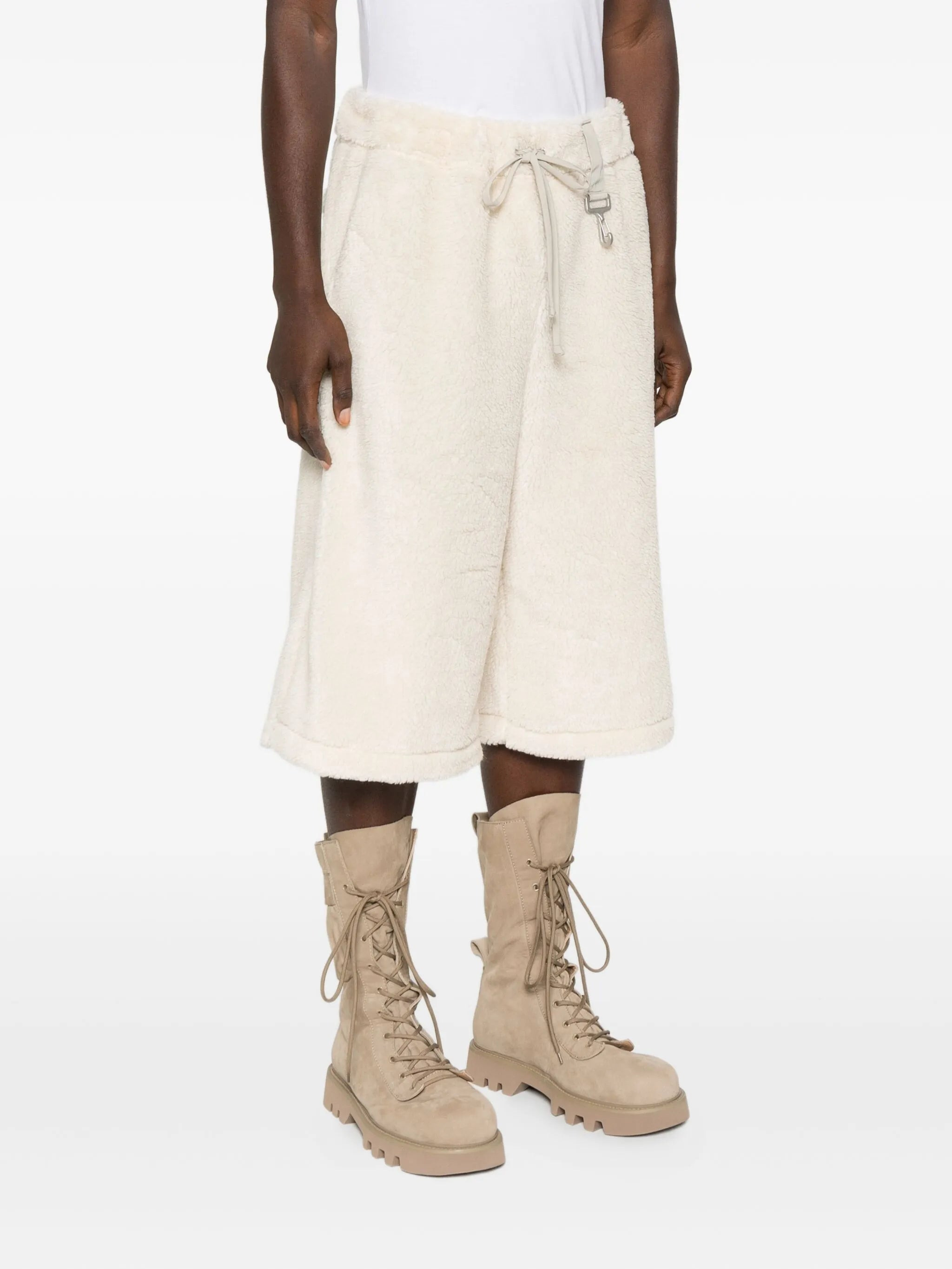 wide-leg fleece-texture shorts - 3