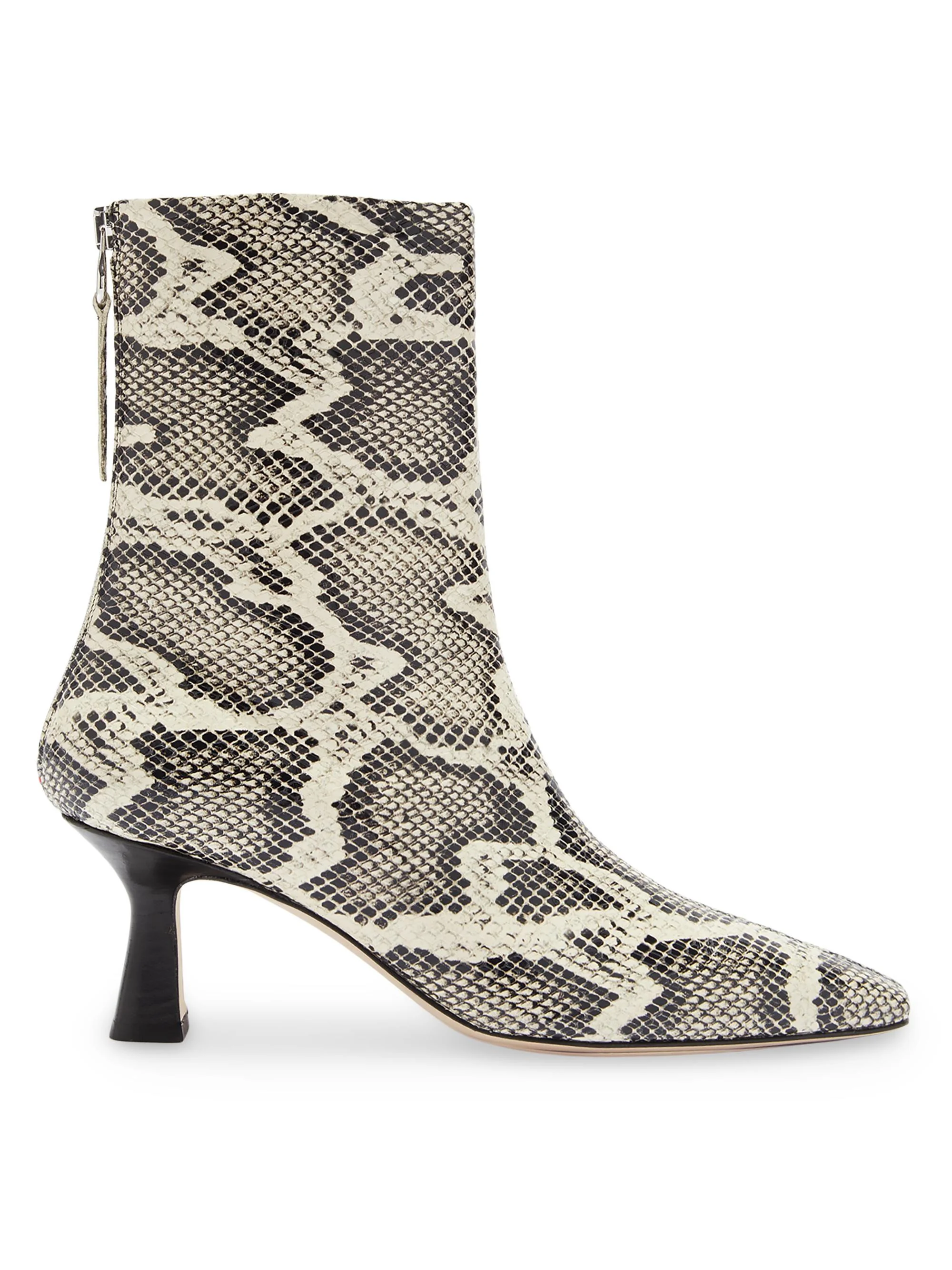 Women's Elina Snakeskin-Embossed Leather Ankle Boots - Creamy - 1