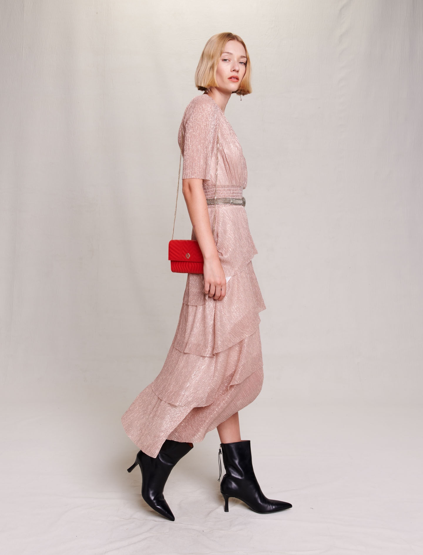 Long ruffled lamé dress - 4