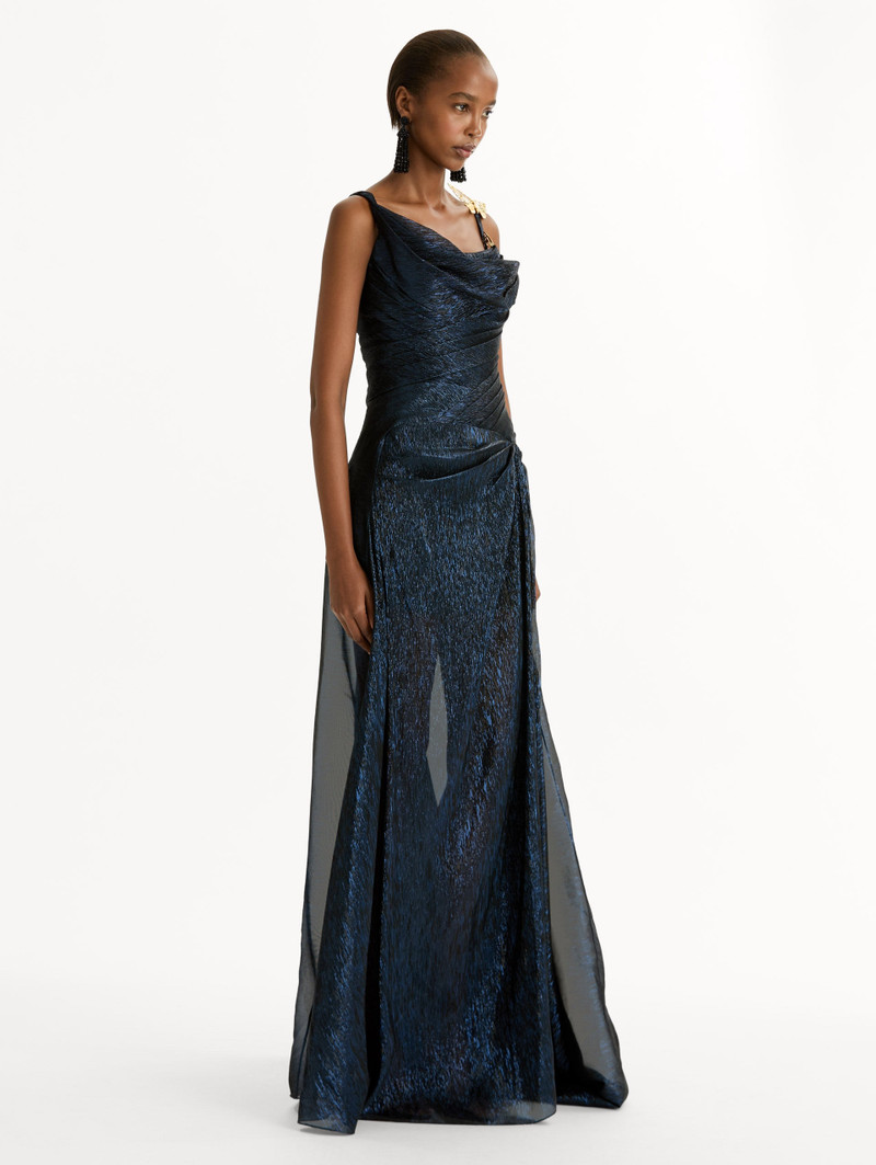LAMÉ MOUSSELINE DRAPED GOWN 4