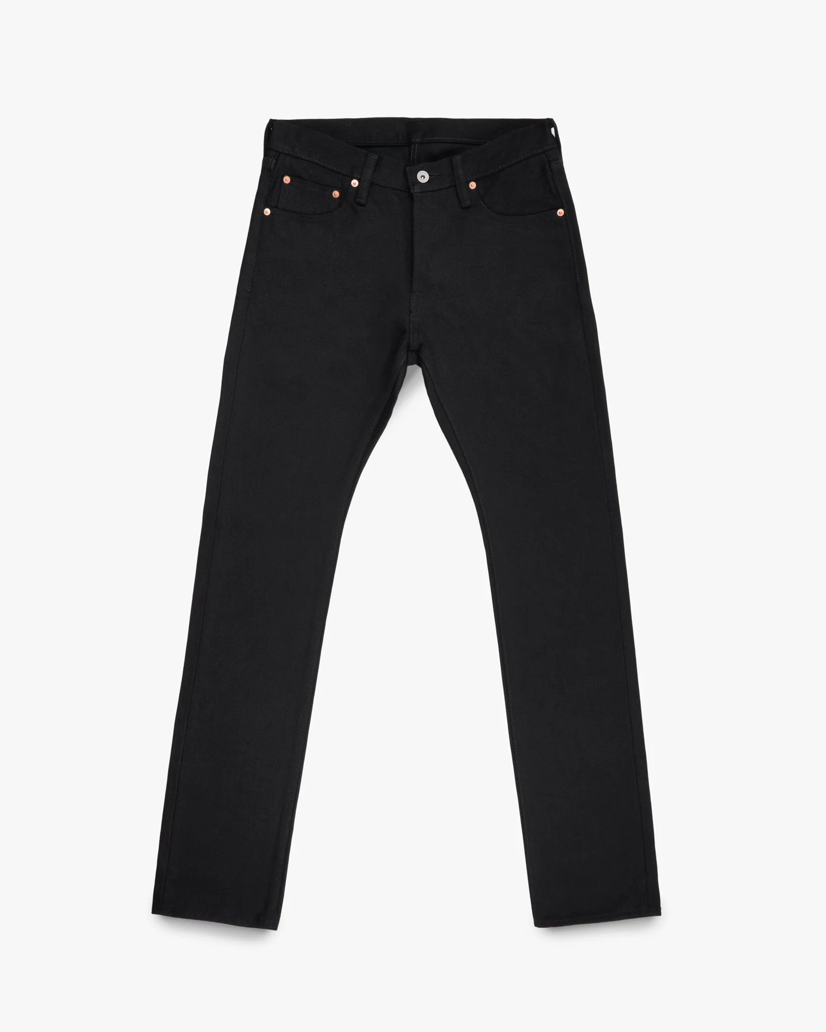 IH-555S-SB 21OZ SELVEDGE DENIM SLIM CUT JEANS - SUPERBLACK NON-FADE - 1