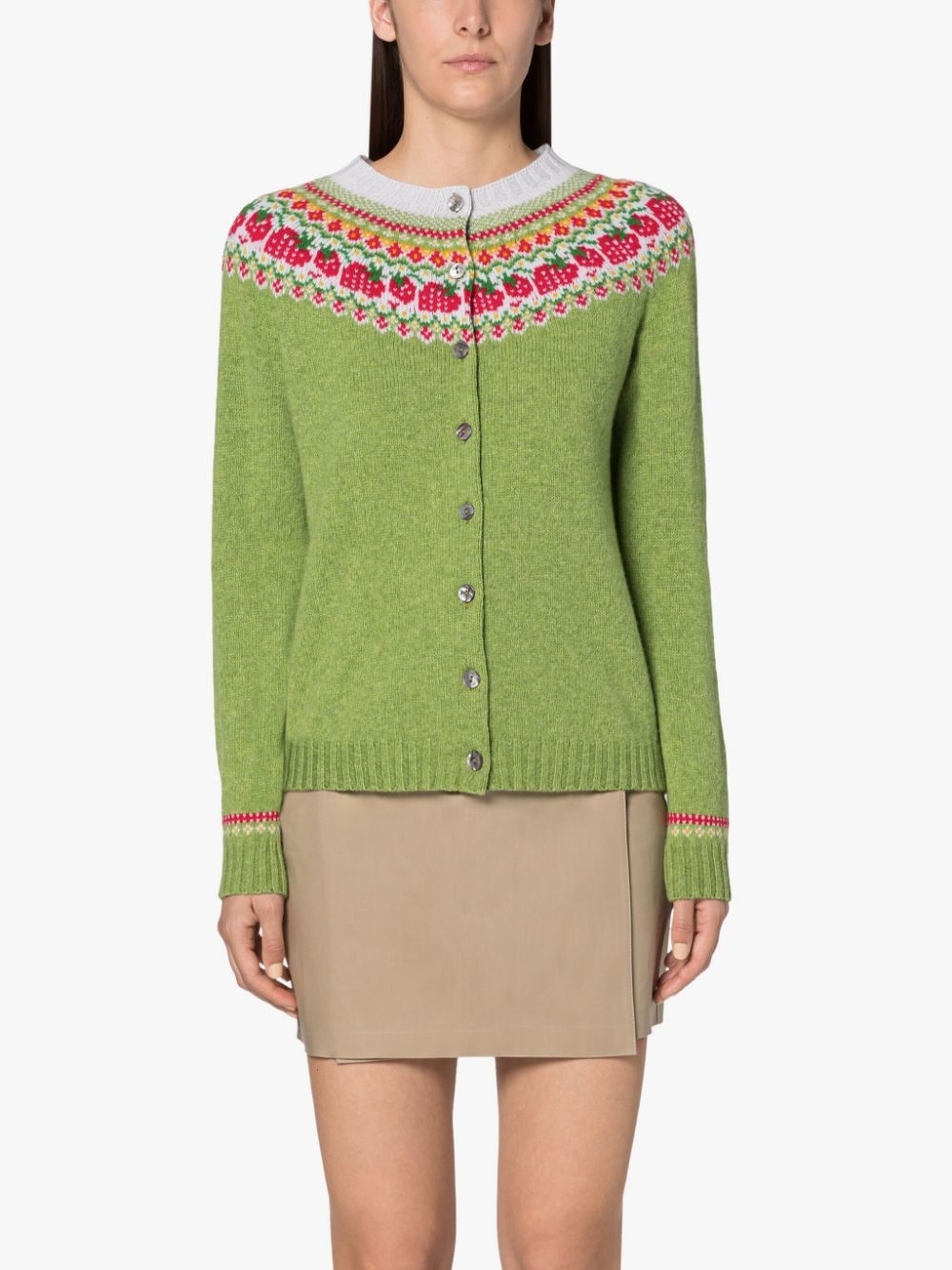 KILLIAN GREEN WOOL FAIR ISLE CARDIGAN - 3