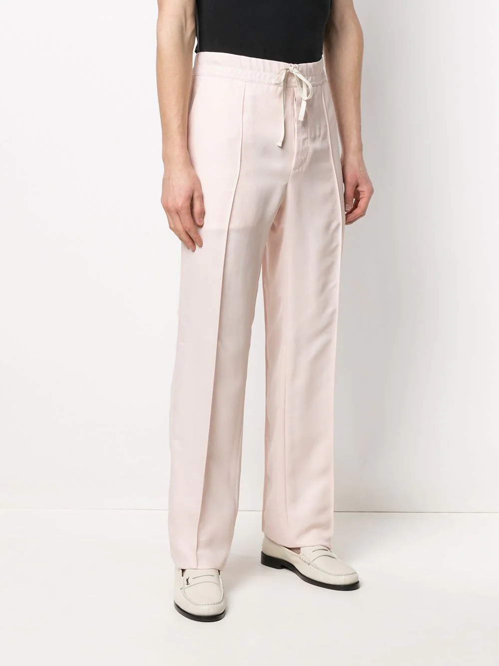 drawstring gabardine straight-leg trousers - 3