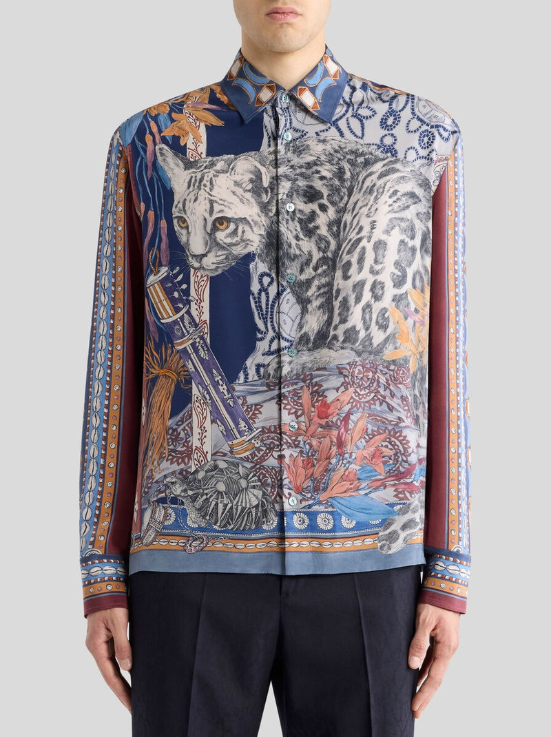 SILK SHIRT WITH PLACED LEOPARD PRINT 2