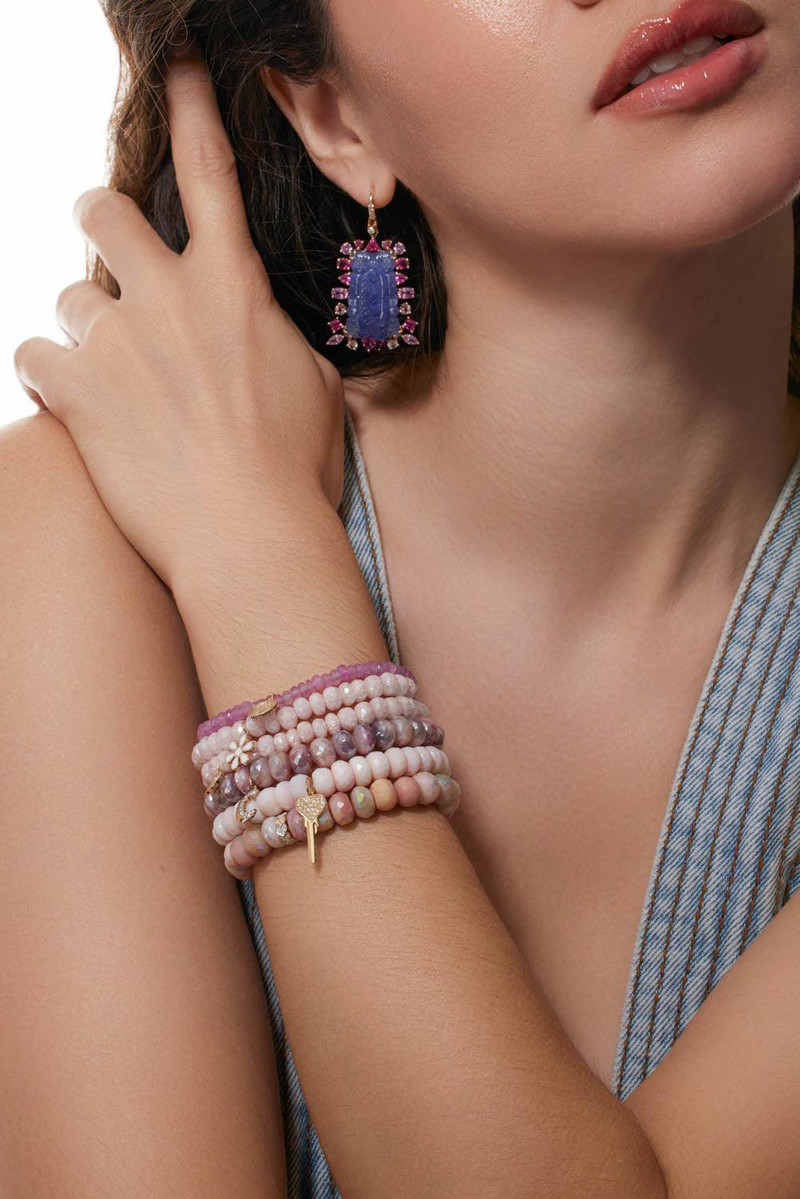 SYDNEY EVAN Cross Coin Pink Sapphire Charm Bracelet outlook