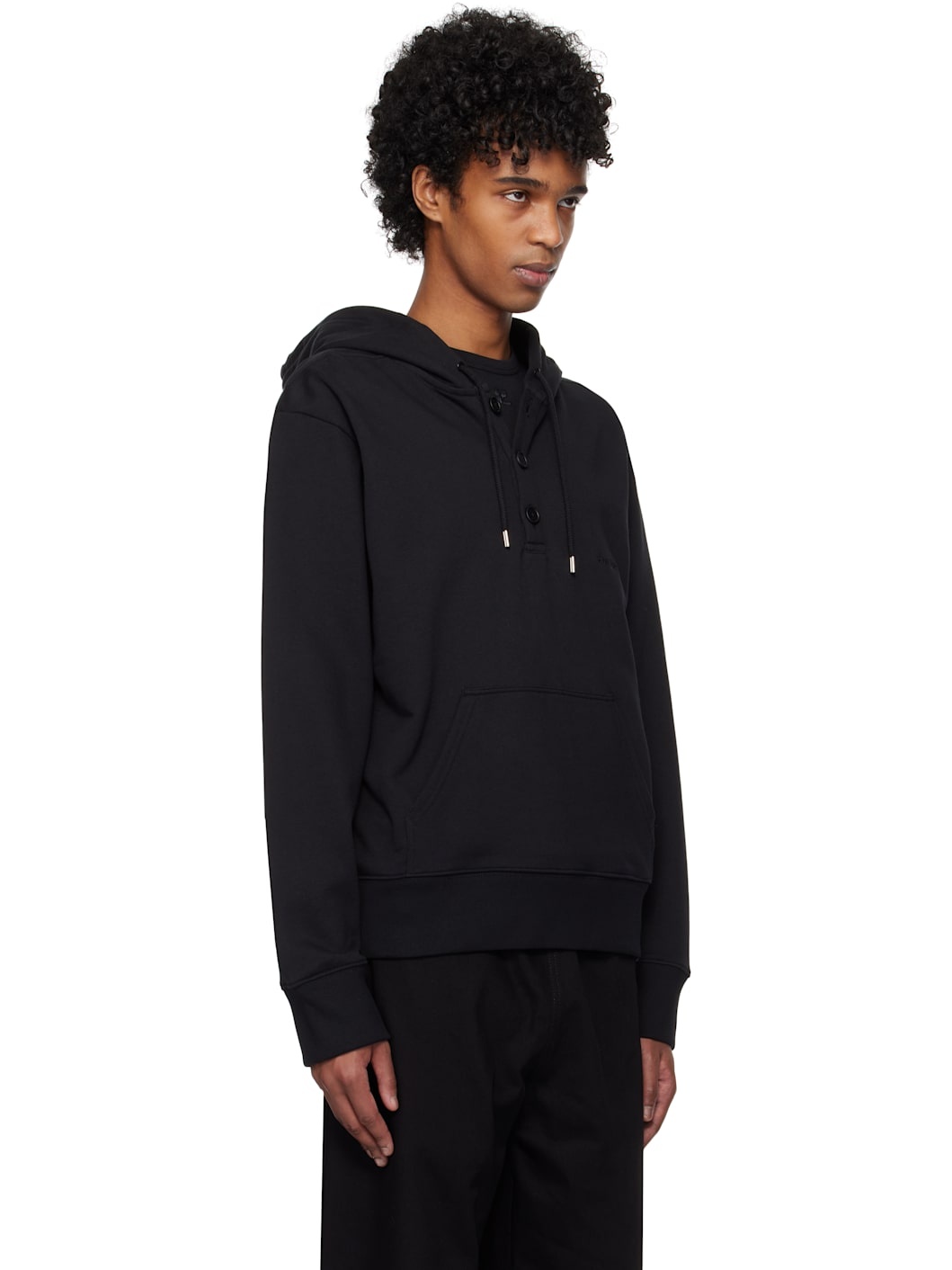 Black Buttoned Hoodie - 2