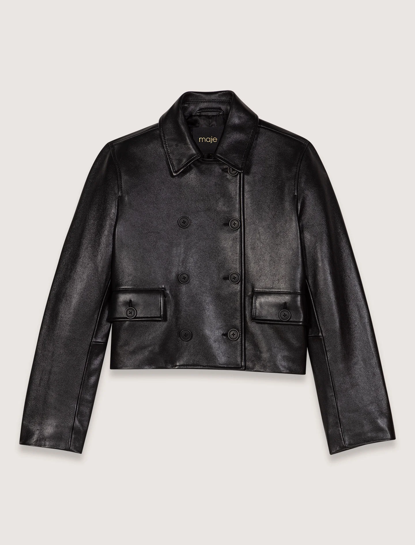 Cropped leather jacket - 1