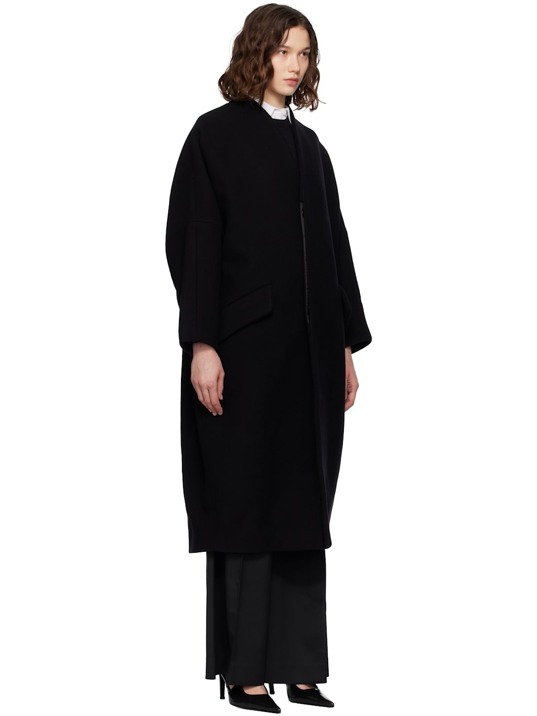 Black Wool Felt Coat - 2