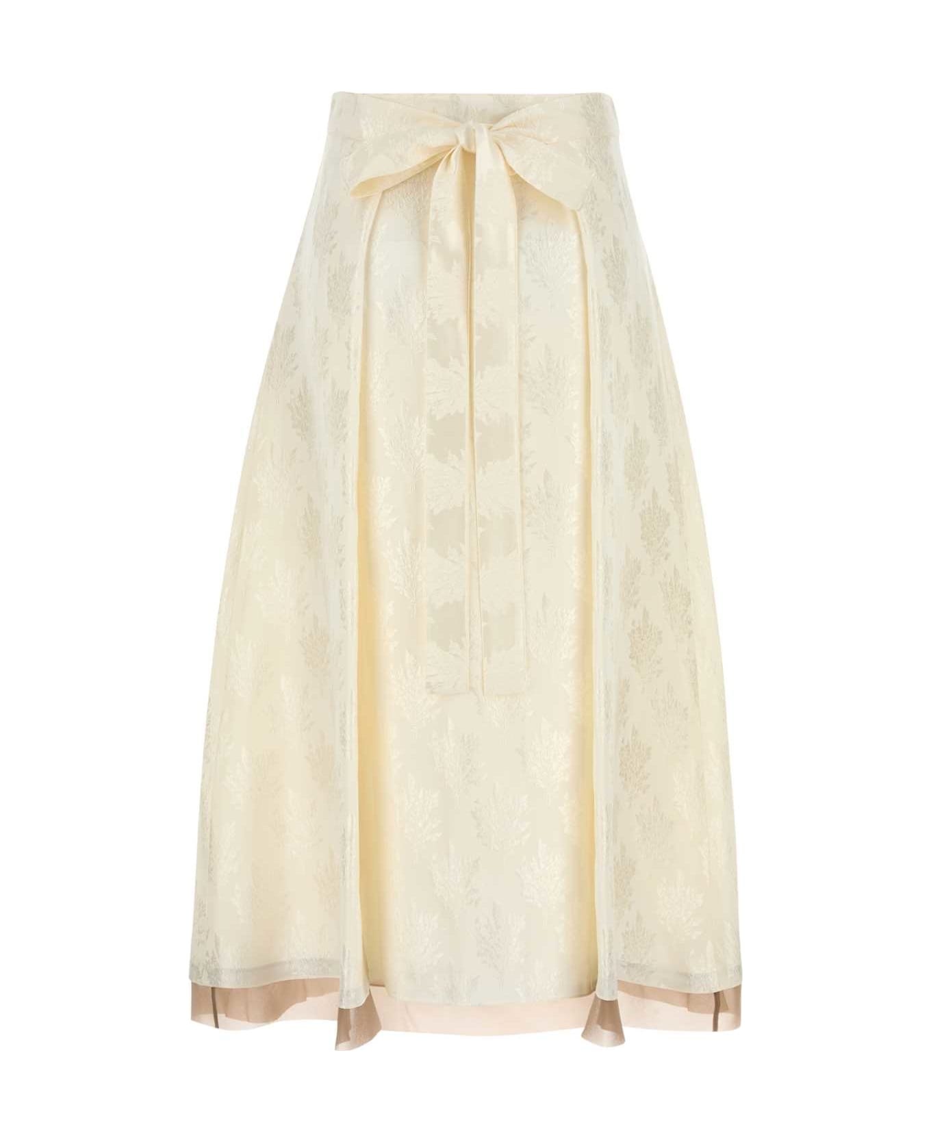 White Silk Blend Skirt - 2