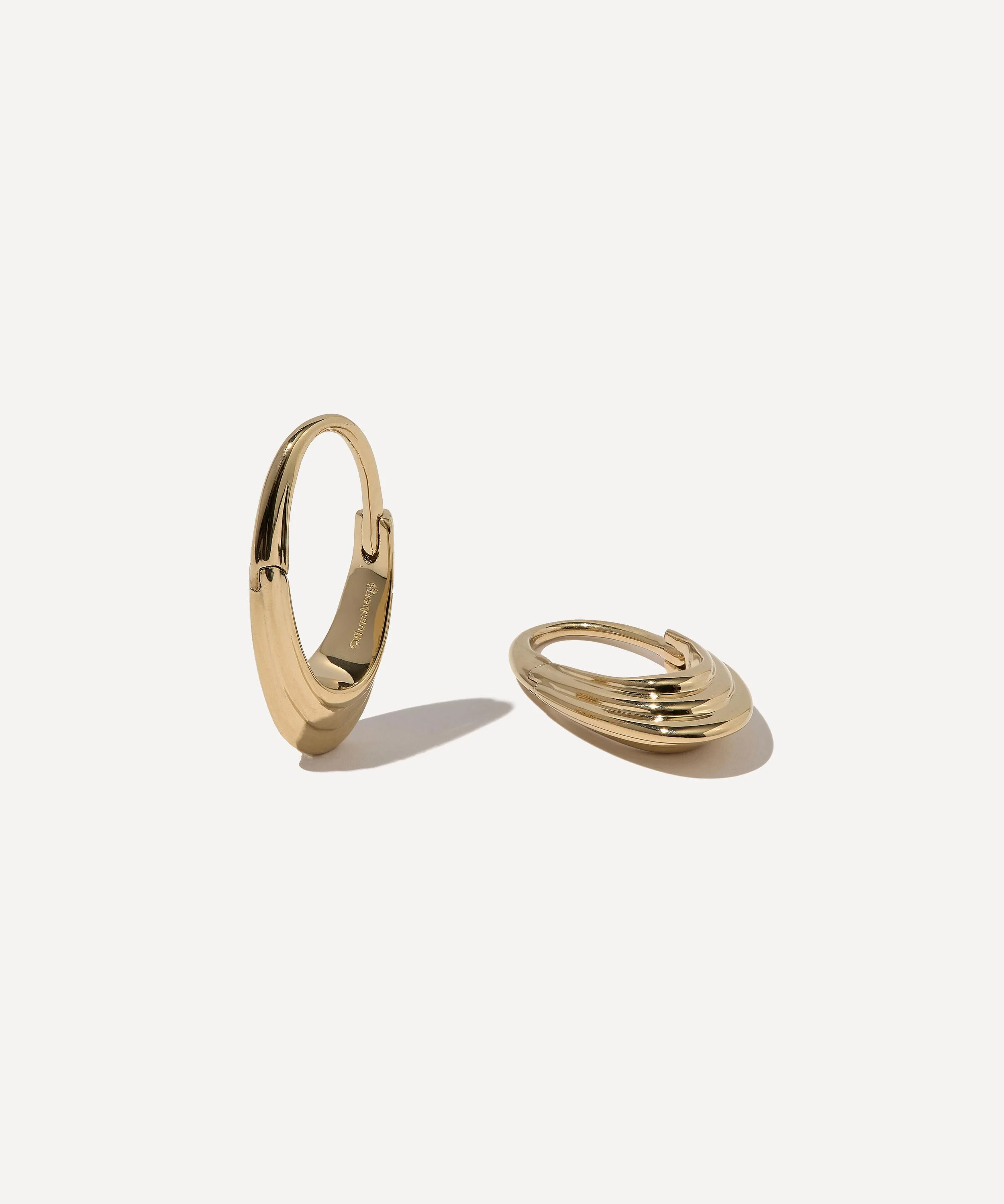 14ct Gold-Plated Vermeil Silver Roscida Ridged Hoop Earrings - 1
