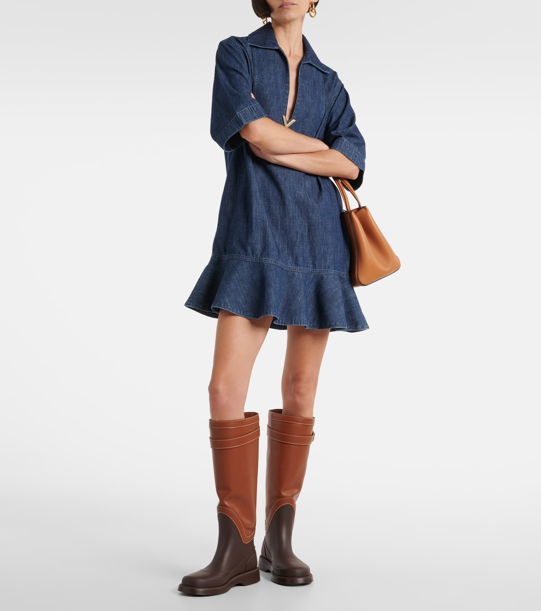 VLogo Bold leather knee-high boots - 2