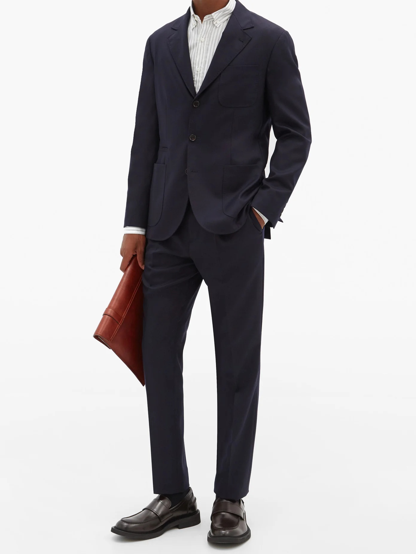 Single-breasted wool-twill suit - 6