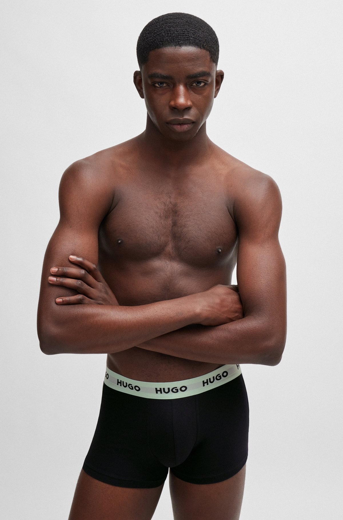 THREE-PACK OF STRETCH-COTTON TRUNKS WITH LOGO WAISTBANDS - 7