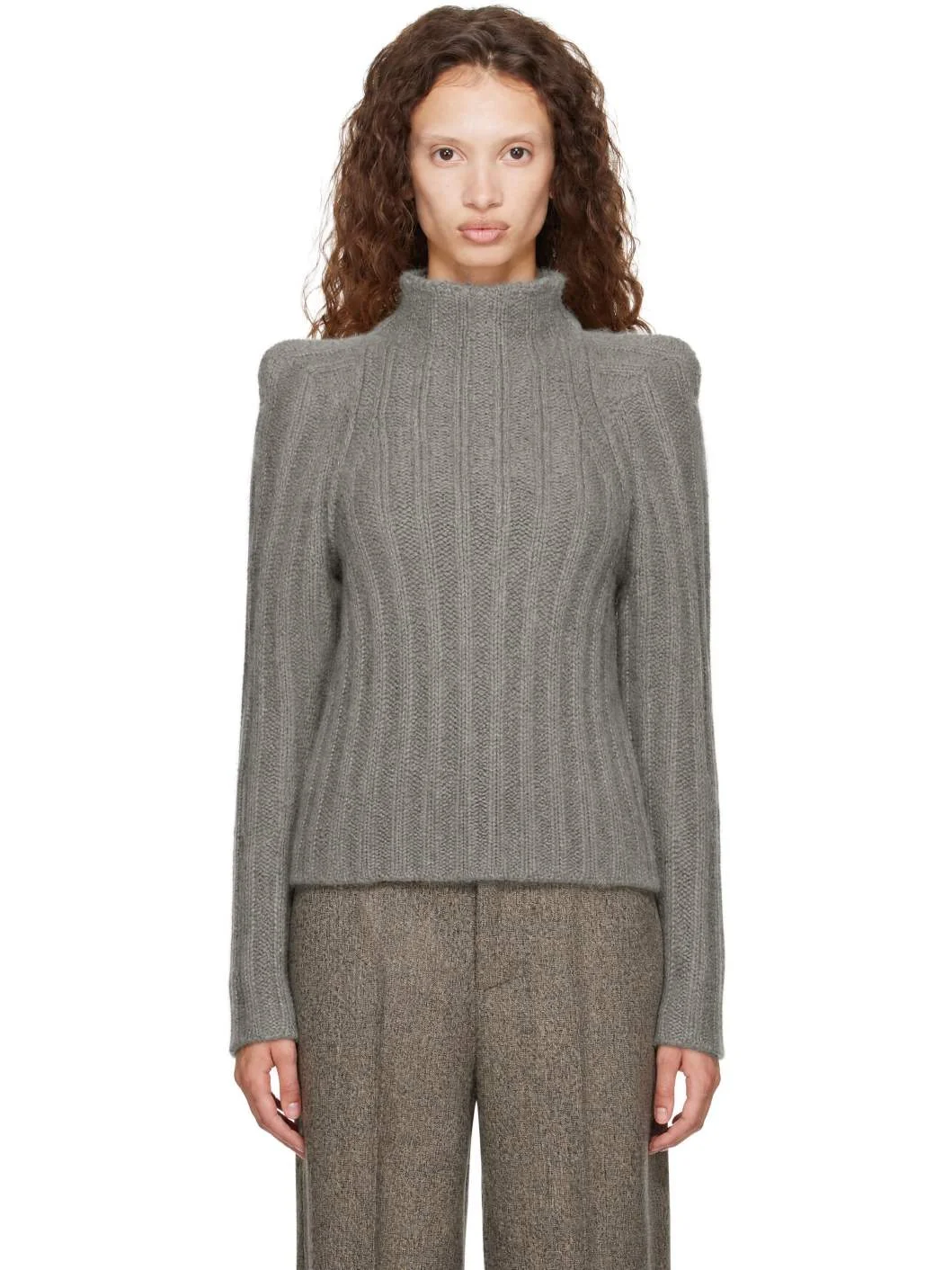 Gray Tower Cropped Con Sweater - 1