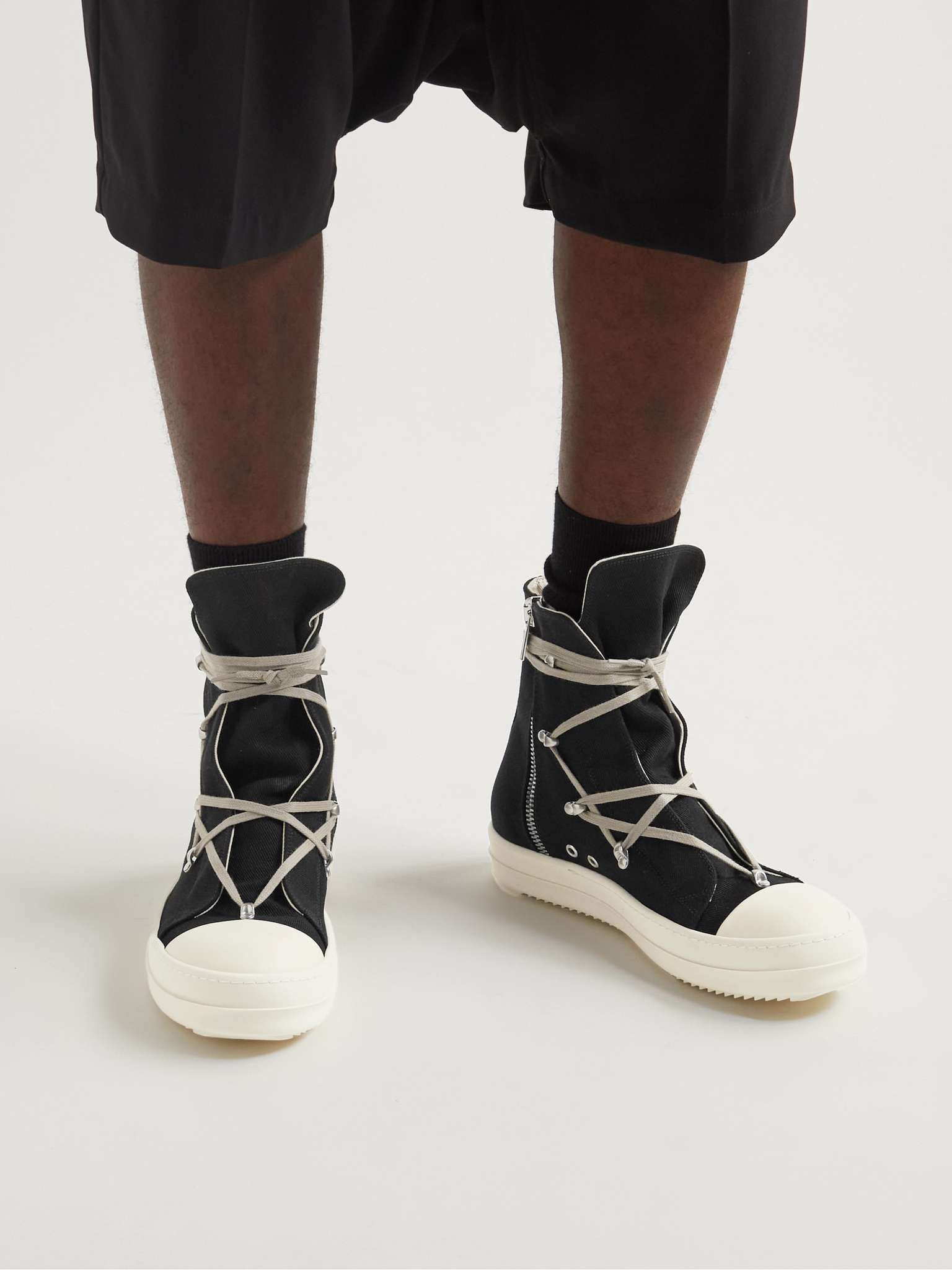 Rick Owens DRKSHDW Hexa Denim High-Top Sneakers | REVERSIBLE