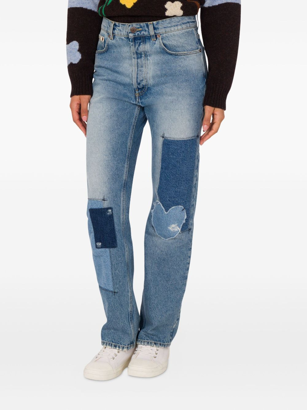 patchwork straight-leg jeans - 2