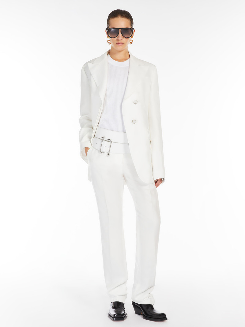 Sportmax RAOUL Flared viscose and linen twill trousers outlook