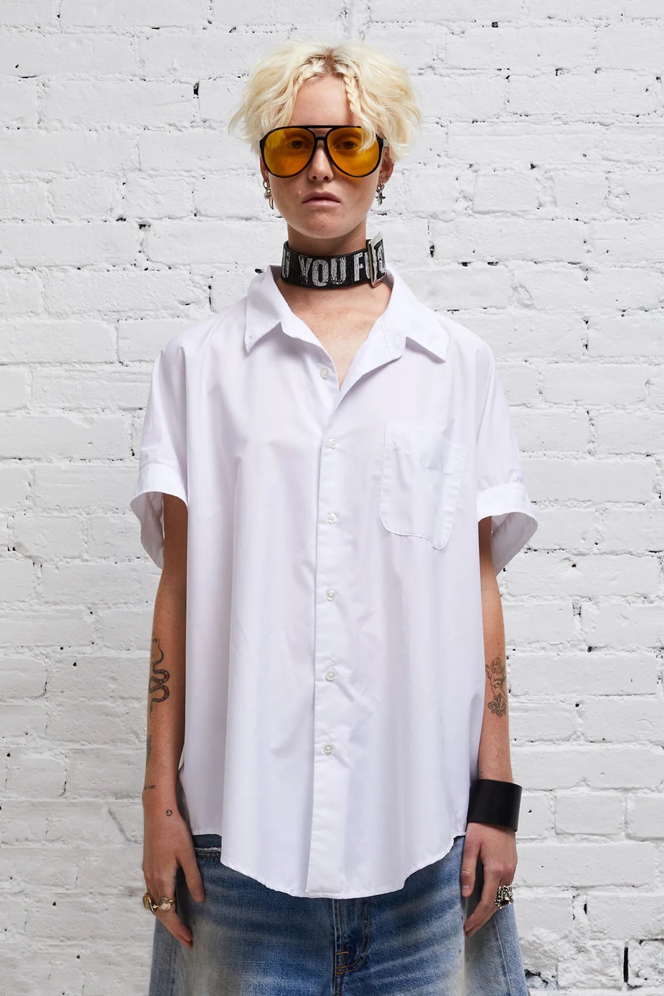 SLEEVELESS BUTTON-UP - WHITE - 2