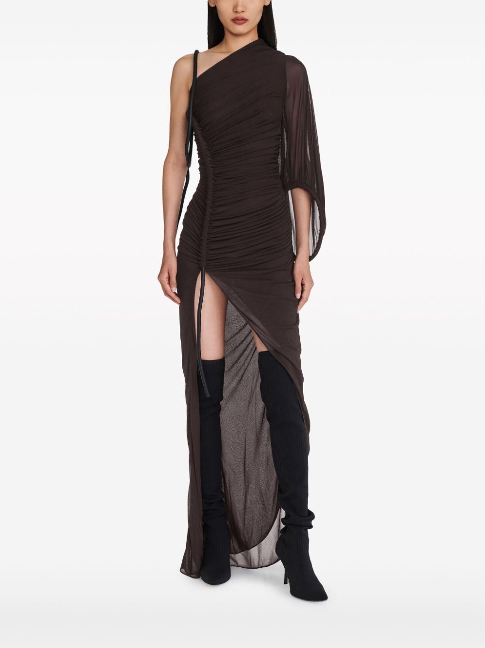 asymmetric ruched dress - 2